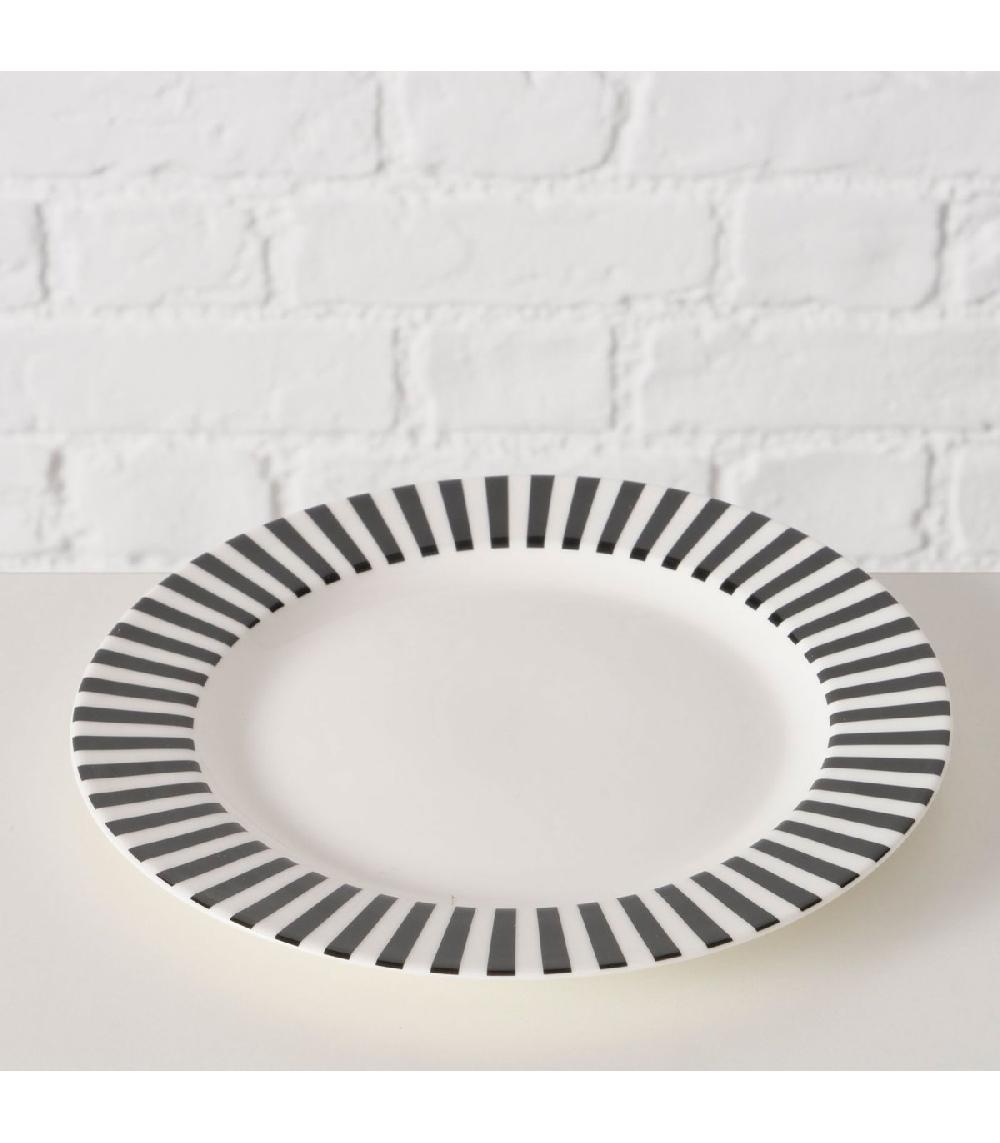 Wadiga Assiette à Dessert En Céramique Blanche Et Noire Diamètre 20cm