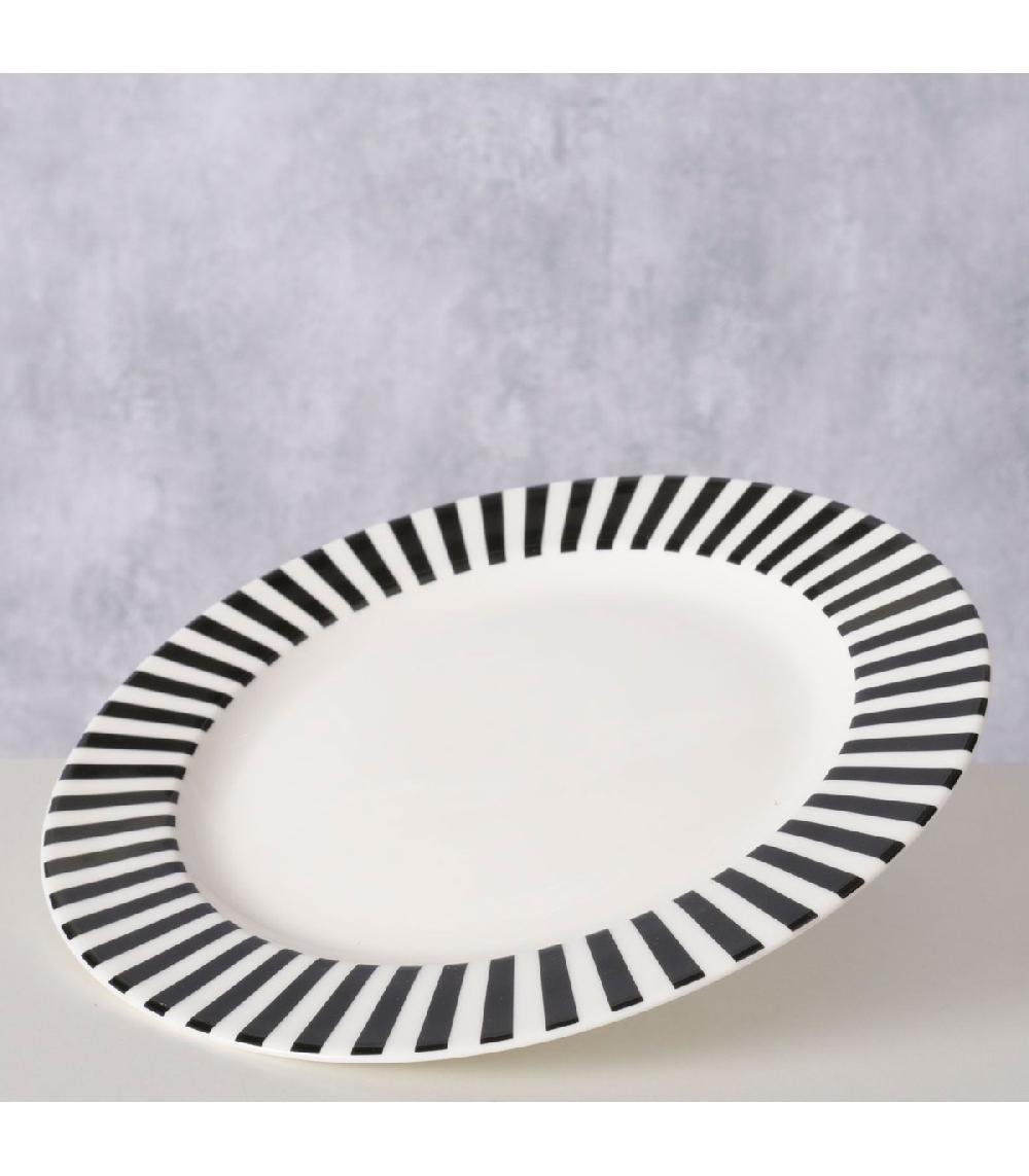 Wadiga Assiette à Dessert En Céramique Blanche Et Noire Diamètre 20cm