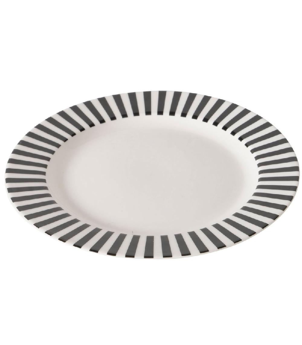 wadiga Assiette à dessert en céramique blanche et noire diamètre 20cm