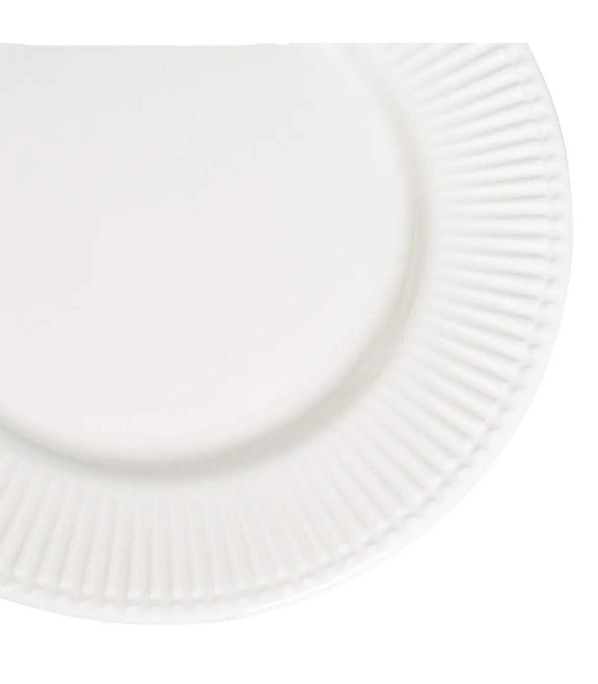Wadiga Assiette à Dessert En Porcelaine Blanche Striée 21x21x2cm