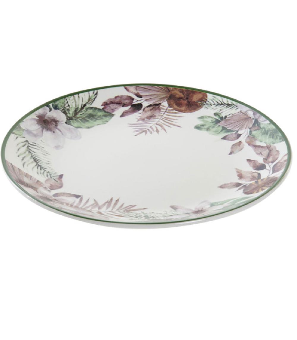 Wadiga Assiette à Dessert En Porcelaine Motif Tropical 19x19x2cm