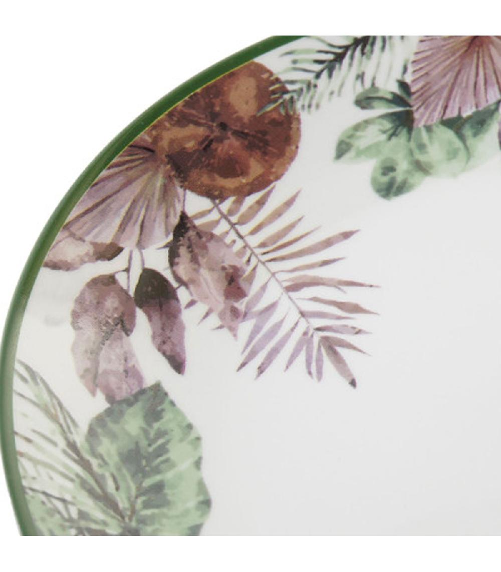 Wadiga Assiette à Dessert En Porcelaine Motif Tropical 19x19x2cm