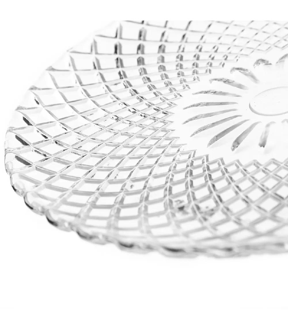 Wadiga Assiette à Dessert Transparente Verre à Motifs Harlequin 19x19x1cm
