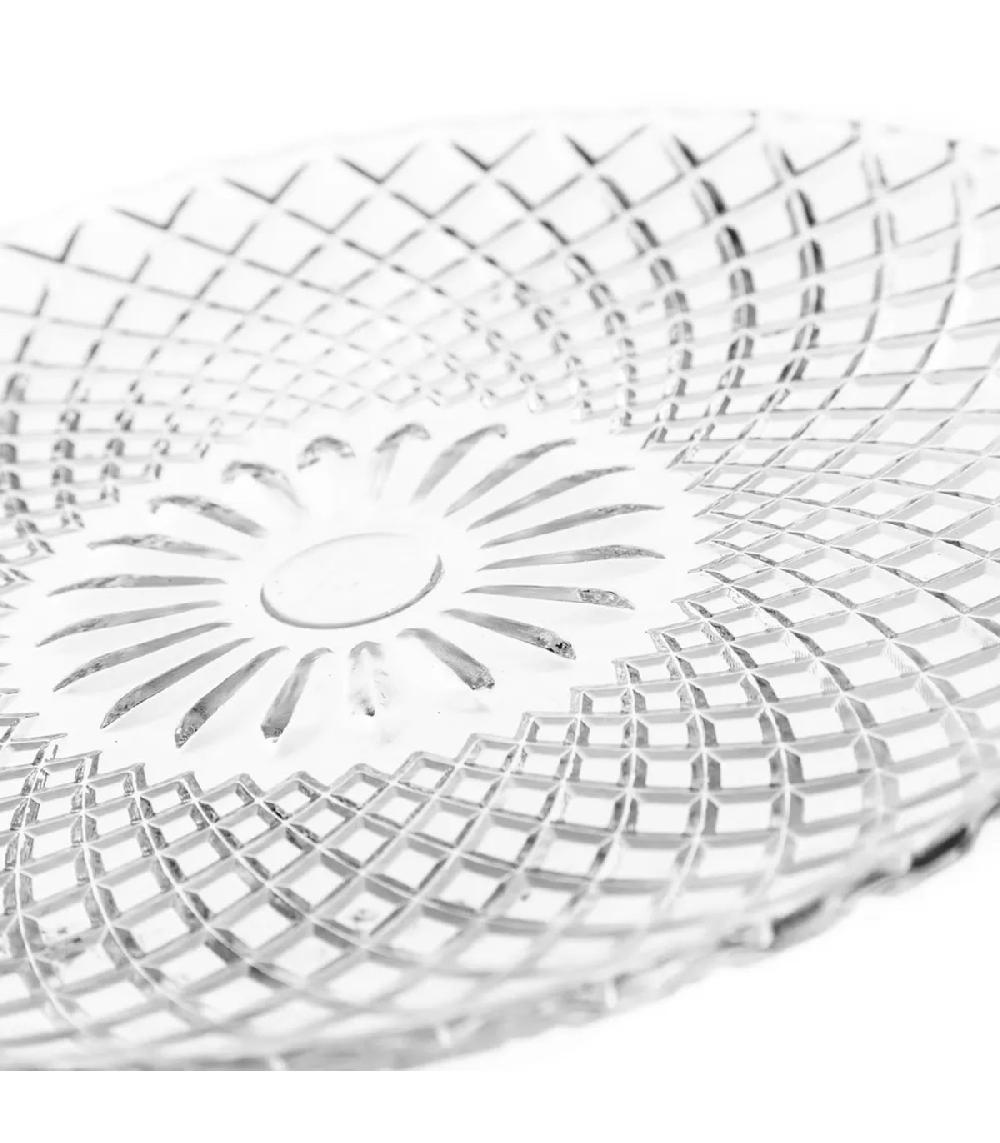 Wadiga Assiette à Dessert Transparente Verre à Motifs Harlequin 19x19x1cm