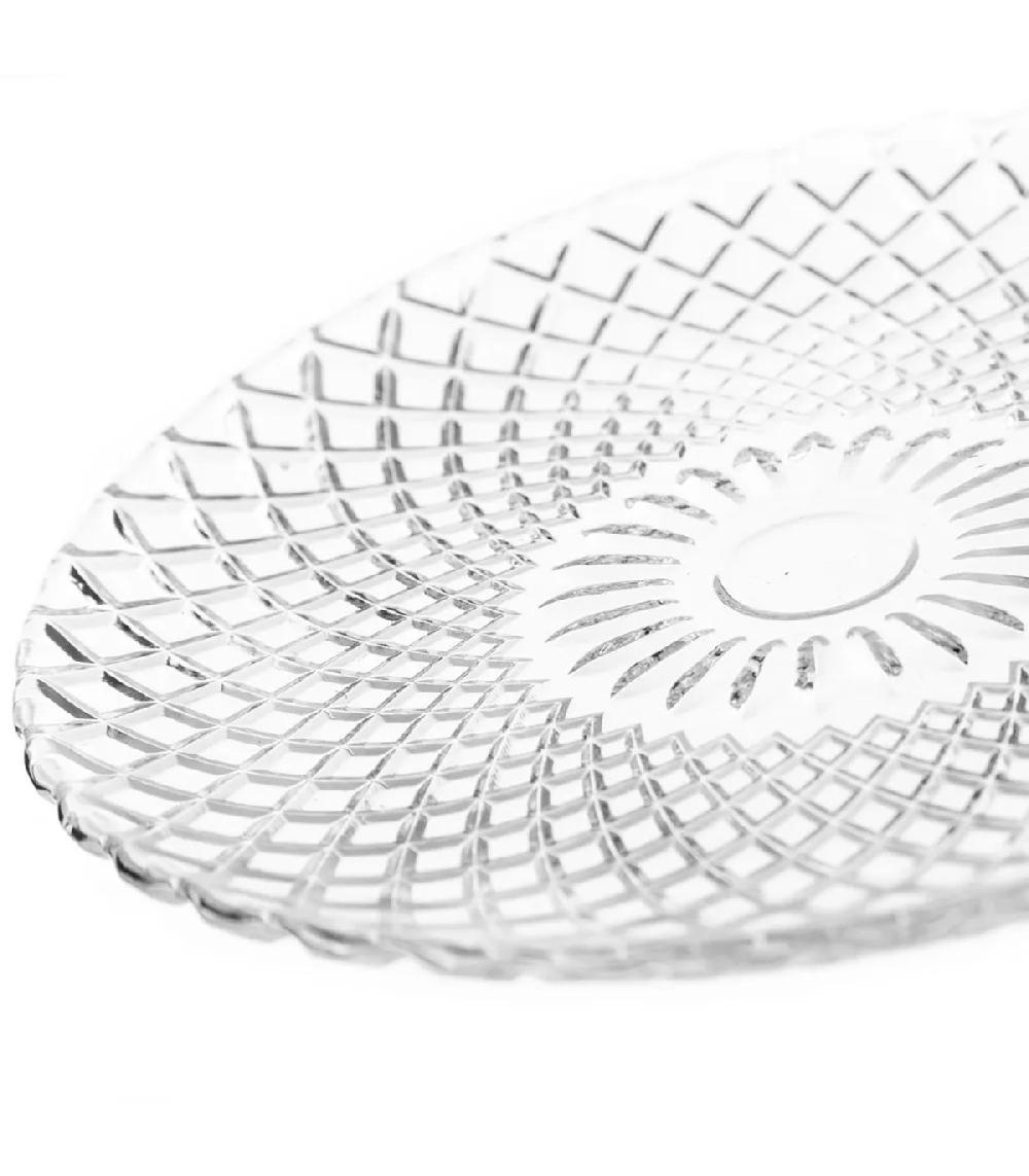 Wadiga Assiette à Dessert Transparente Verre à Motifs Harlequin 15x15x1cm