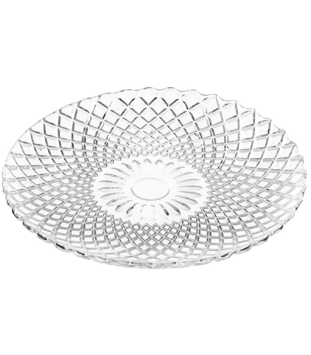 wadiga Assiette à dessert transparente verre à motifs harlequin 15x15x1cm