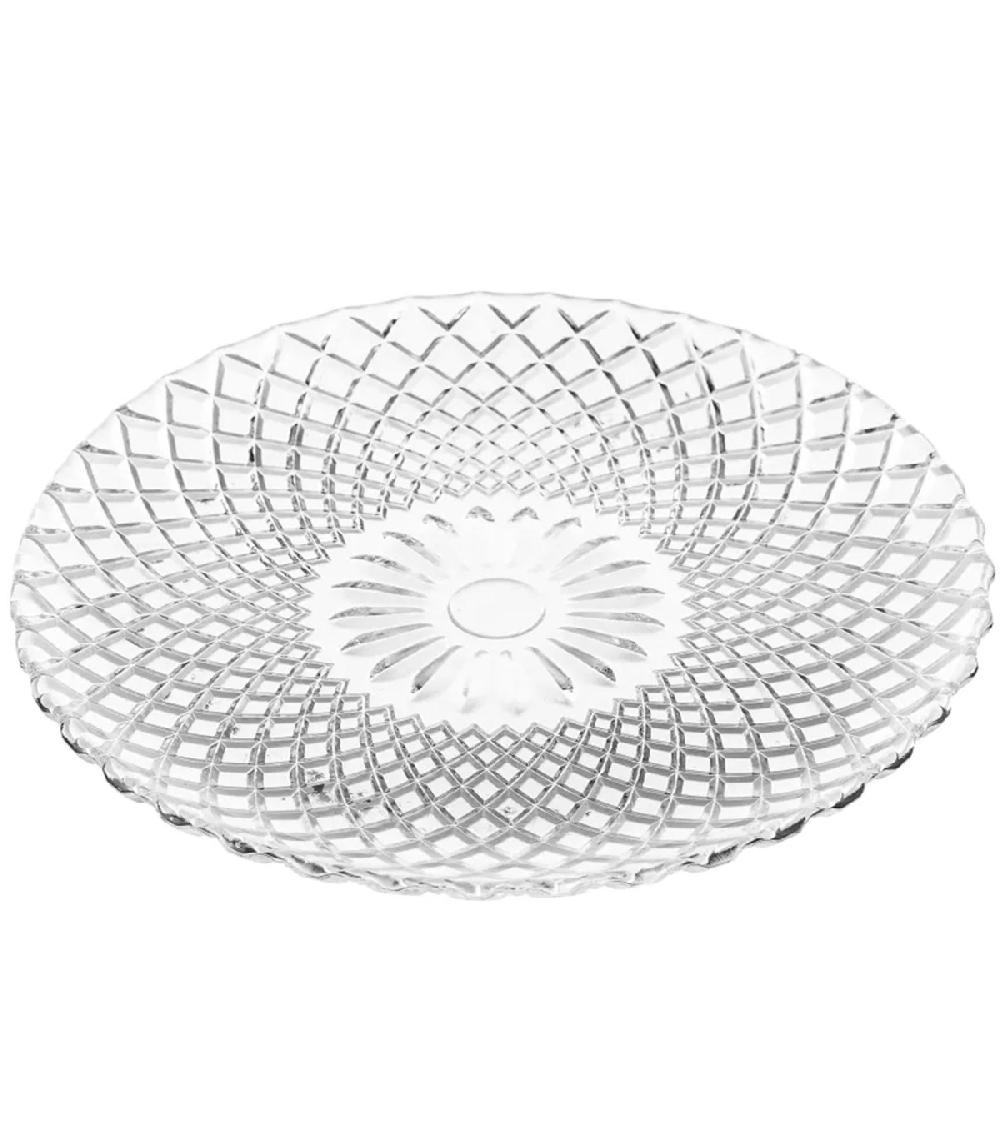 wadiga Assiette à dessert transparente verre à motifs harlequin 19x19x1cm
