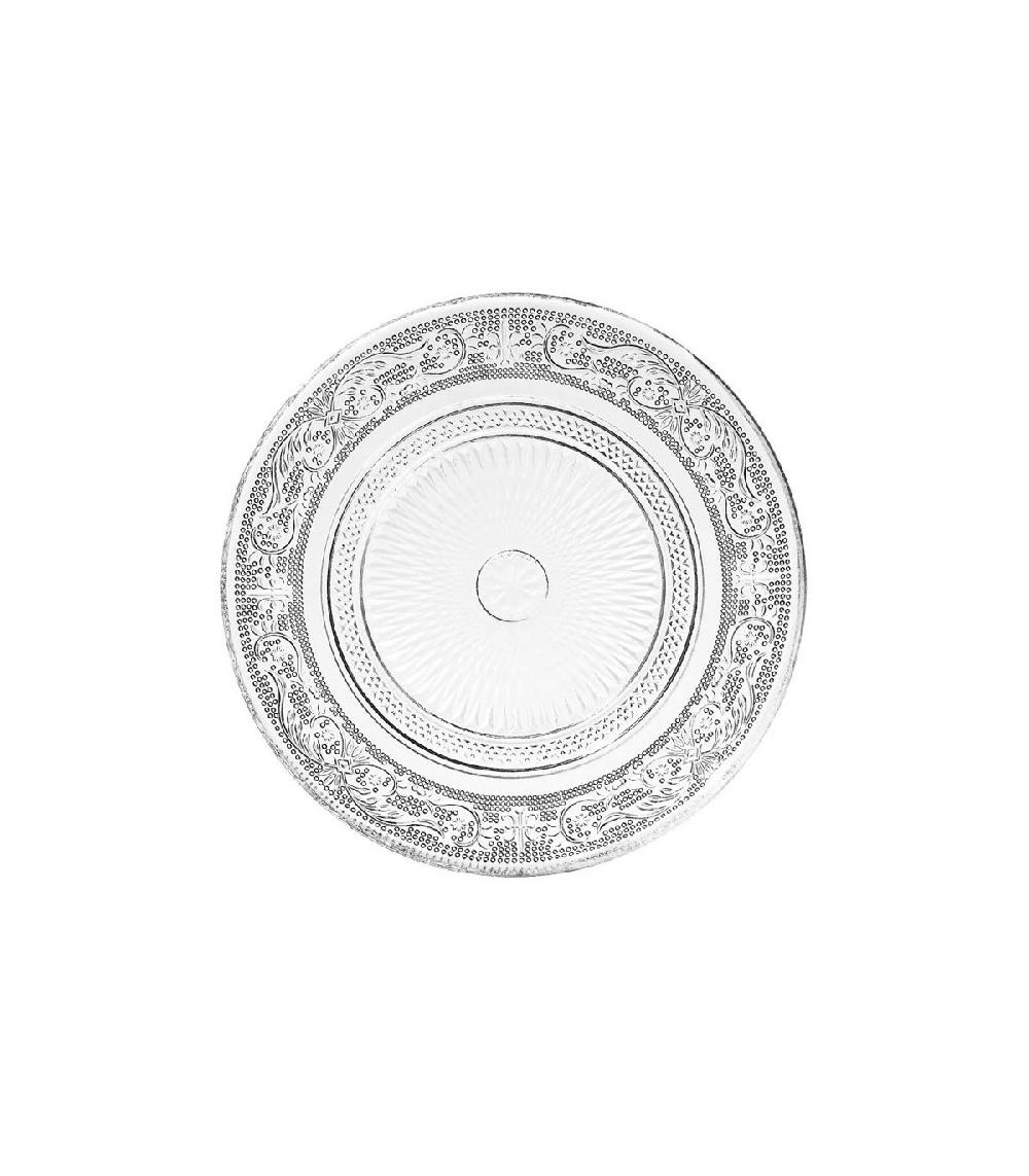 wadiga Assiette à dessert transparente verre à motifs romance - 18x18x1cm