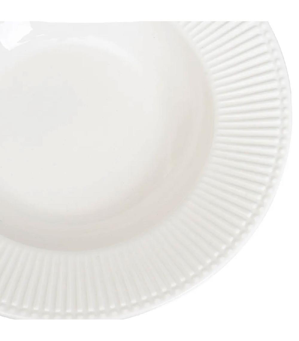 Wadiga Assiette à Soupe En Porcelaine Blanche Striée 22x22x4cm