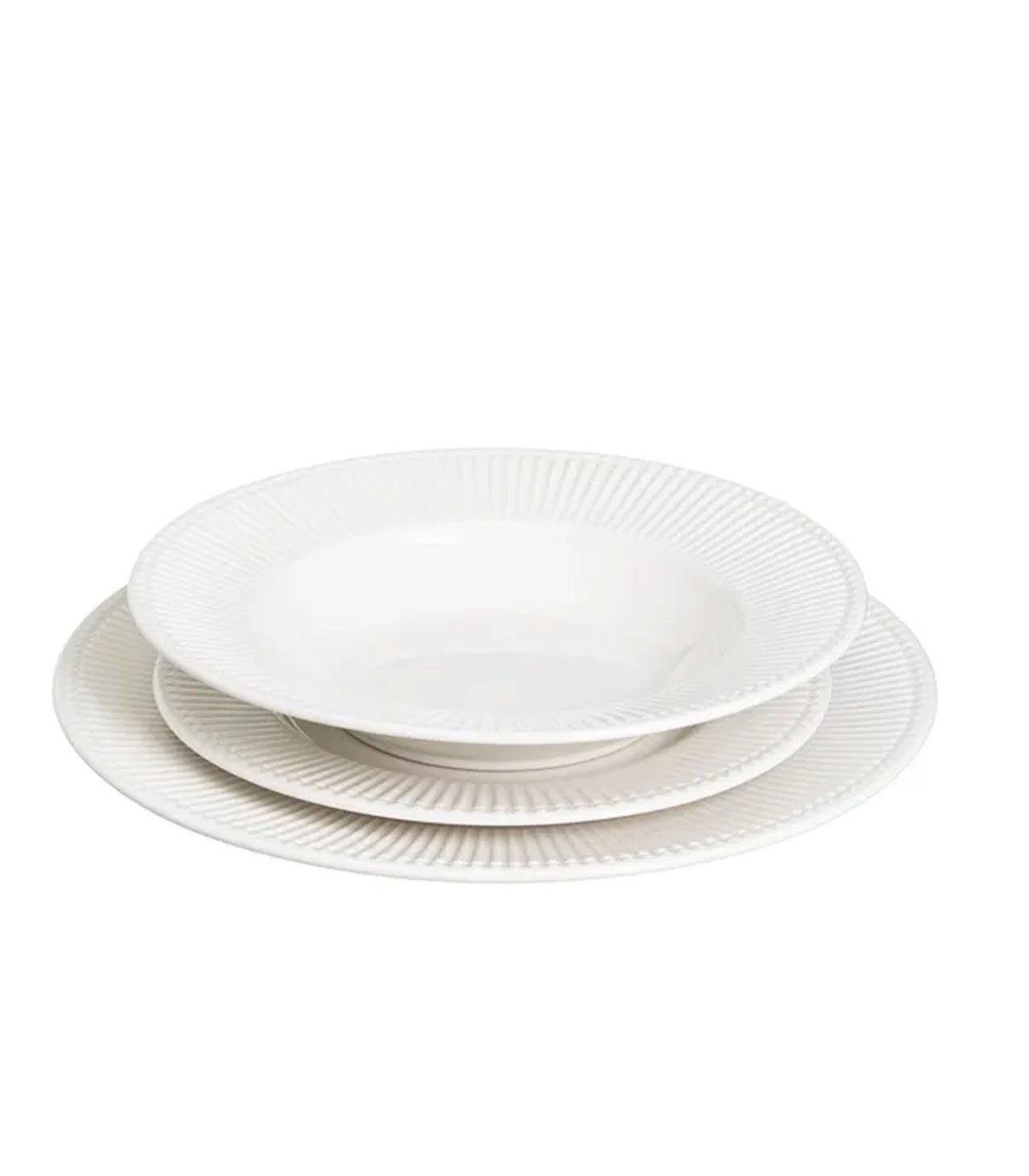 Wadiga Assiette En Porcelaine Blanche Striée 27x27x2cm