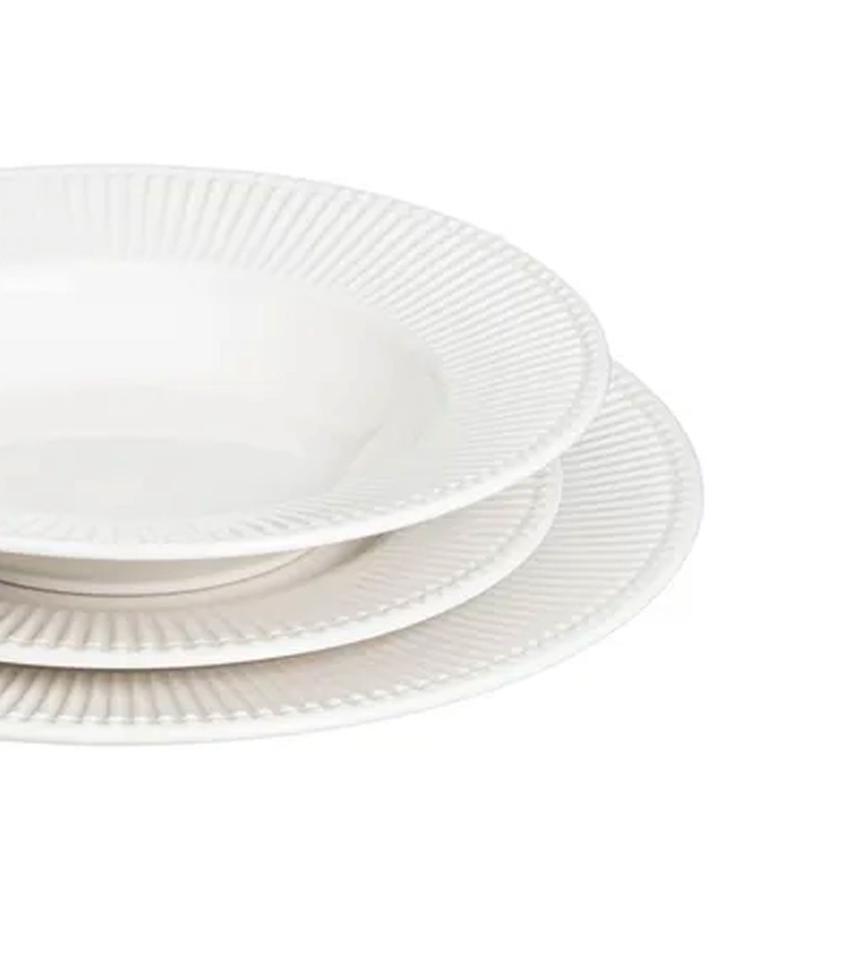 Wadiga Assiette En Porcelaine Blanche Striée 27x27x2cm