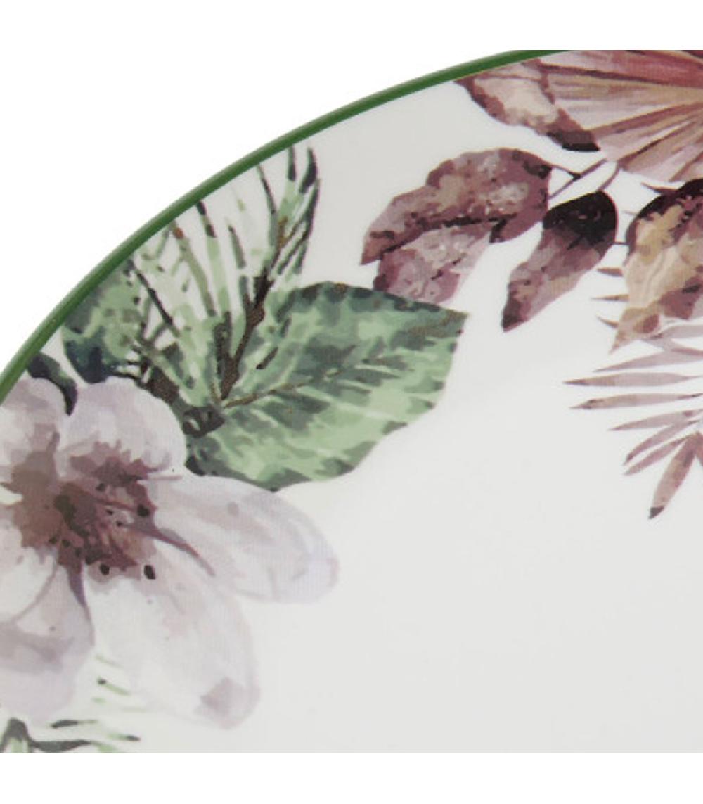 Wadiga Assiette En Porcelaine Motif Tropical 27x27x2cm