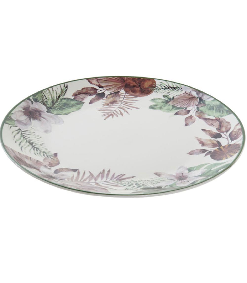 Wadiga Assiette En Porcelaine Motif Tropical 27x27x2cm