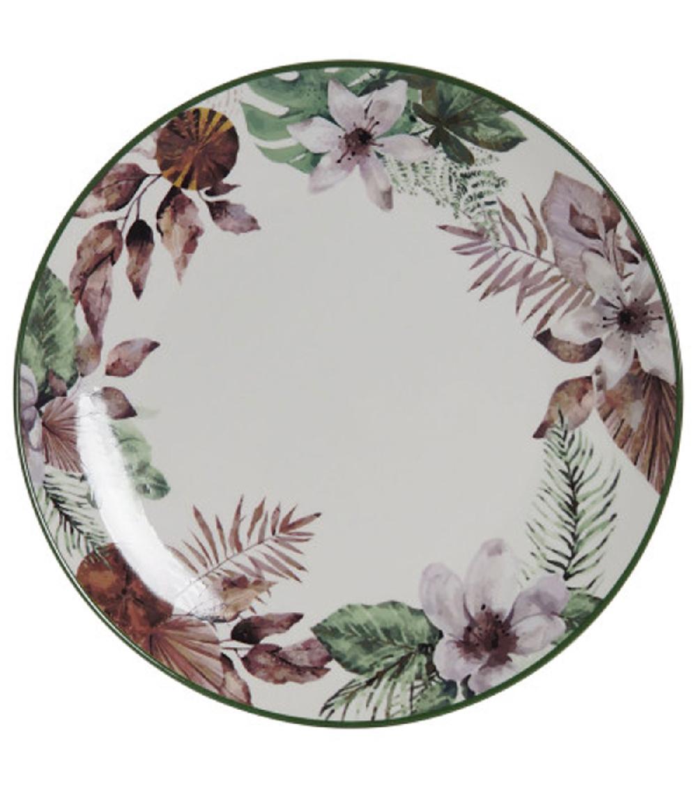 wadiga Assiette en porcelaine motif tropical 27x27x2cm