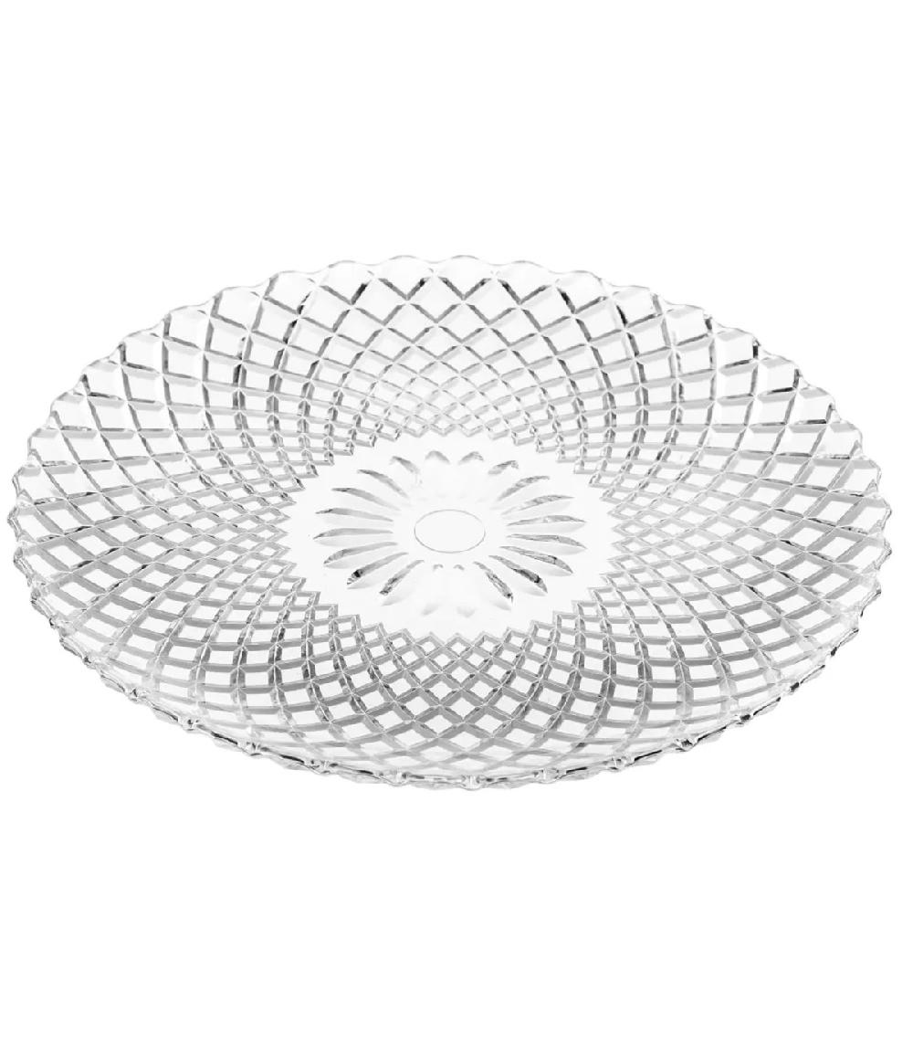wadiga Assiette transparente verre à motifs harlequin 25x25x2cm