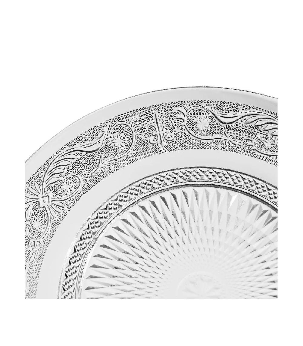 Wadiga Assiette Transparente Verre à Motifs Romance - 25x25x2cm