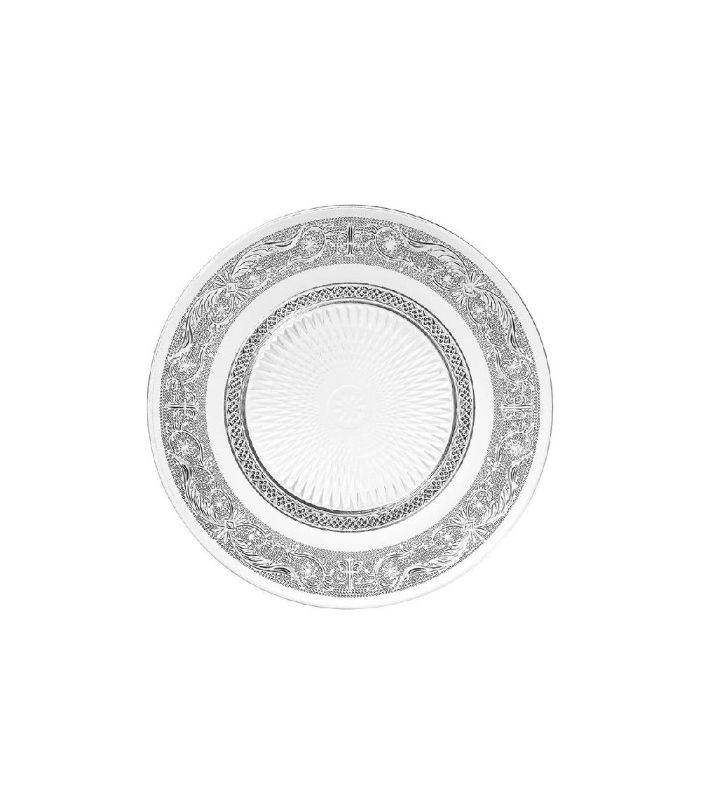 wadiga Assiette transparente verre à motifs romance - 25x25x2cm