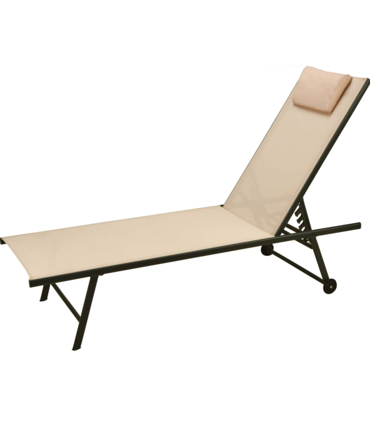 wadiga Bain de soleil aluminium et toile beige avec oreiller