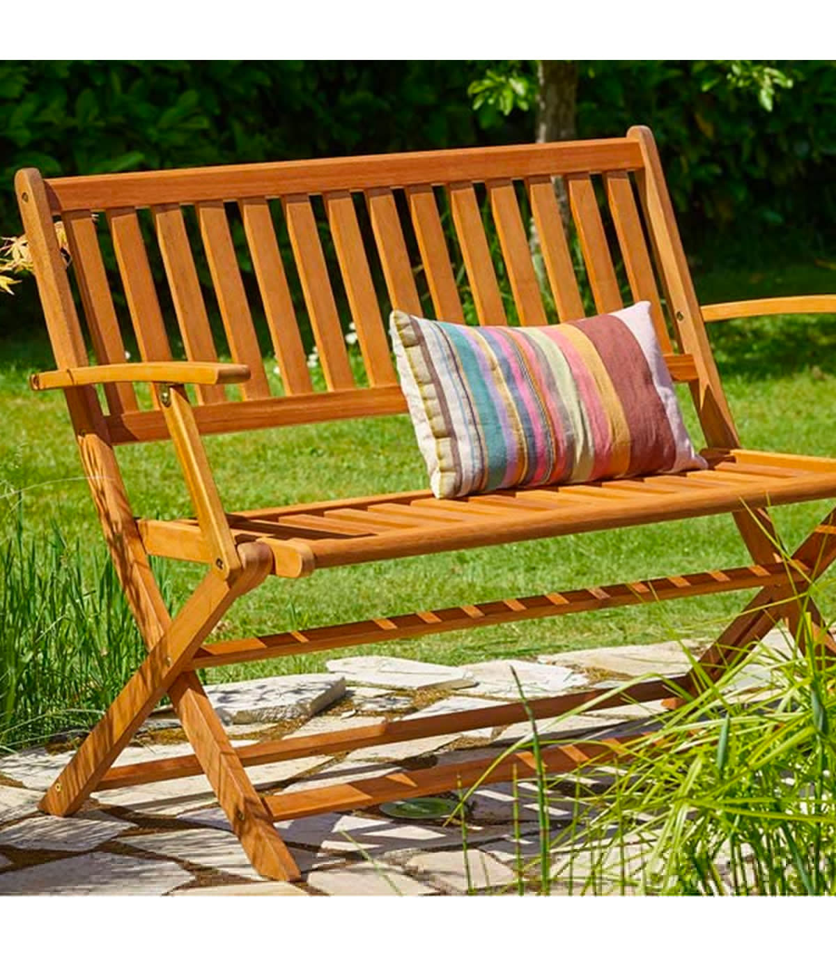 Wadiga Banc De Jardin En Bois Pliable 118x63.5x89cm