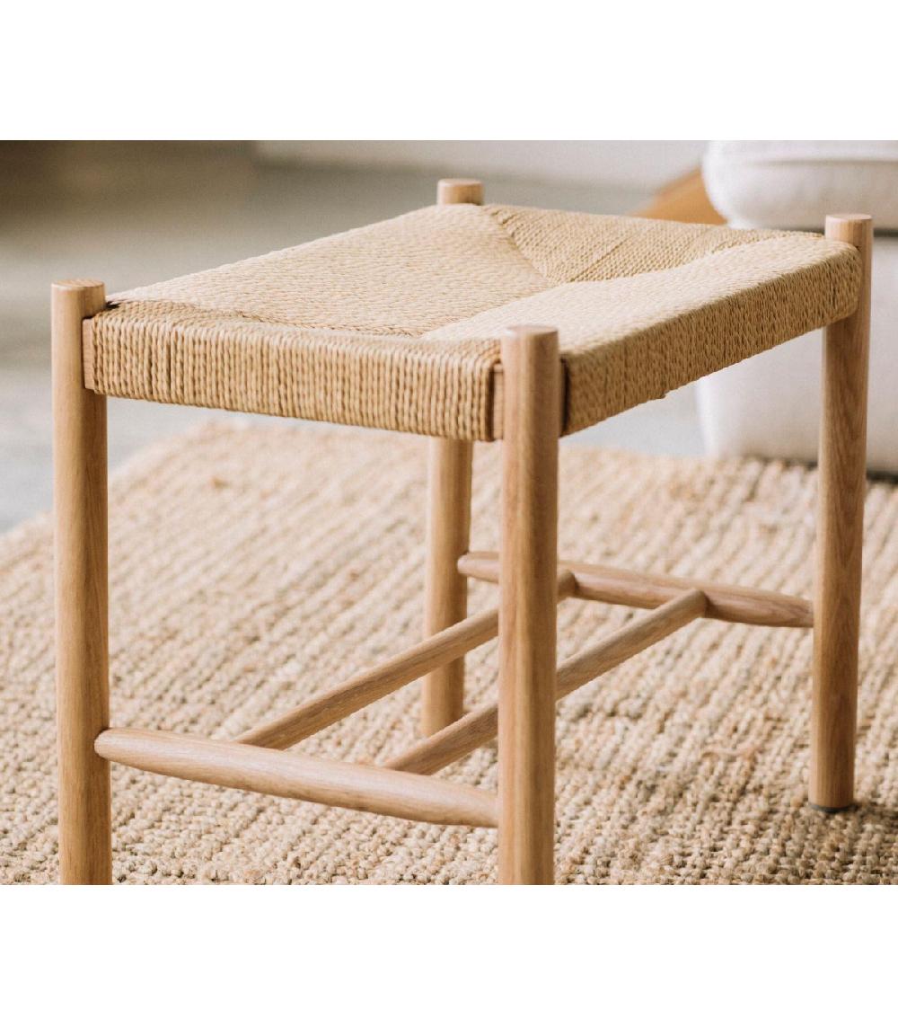 Wadiga Banc En Bois De Chêne Et Osier Tressé - Longueur 55cm