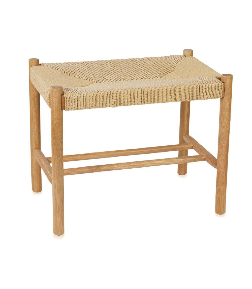 wadiga Banc en Bois de Chêne et Osier Tressé - Longueur 55cm