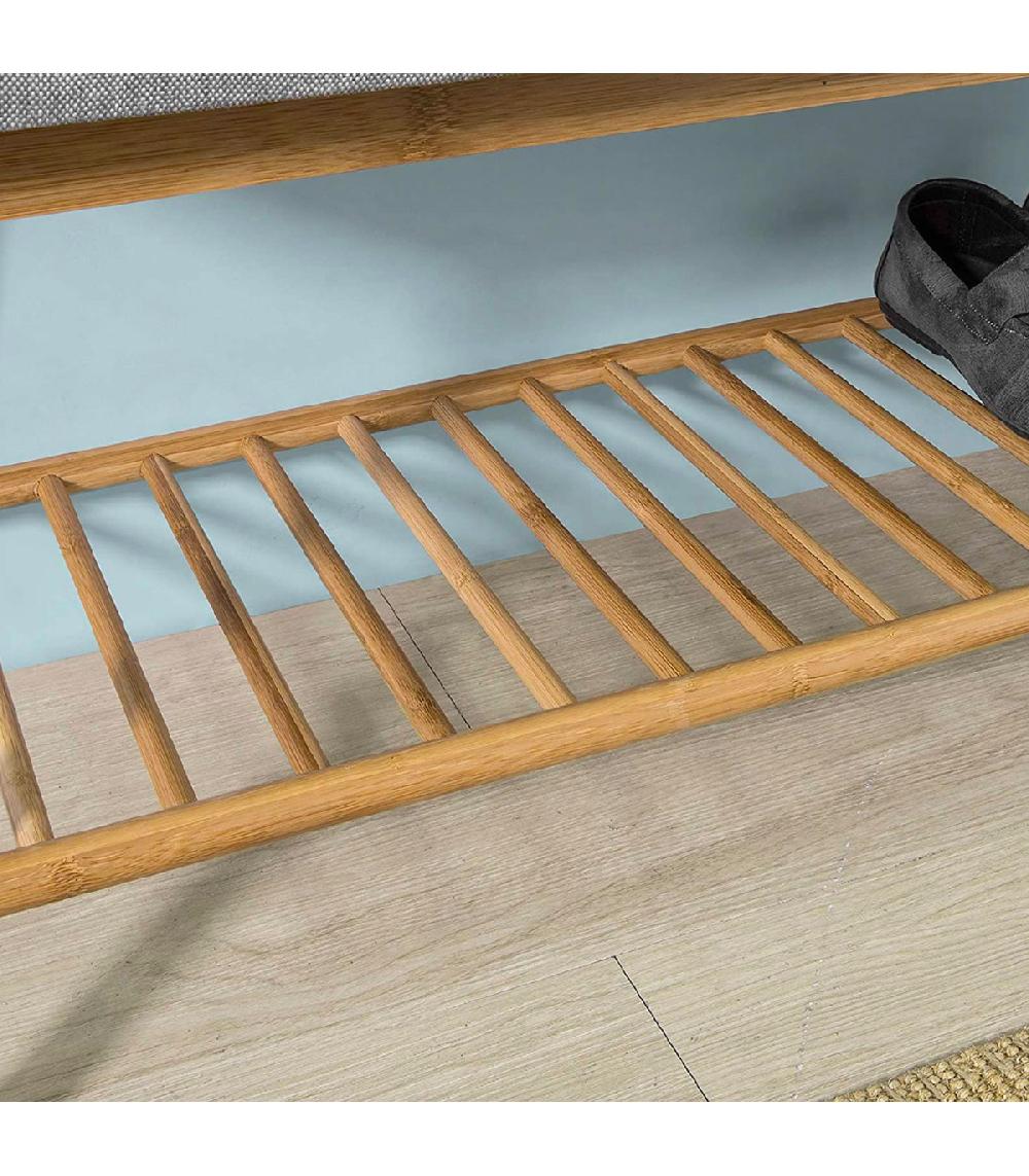 Wadiga Banc Entrée En Bambou Avec étagère Chaussures 90x34x45cm