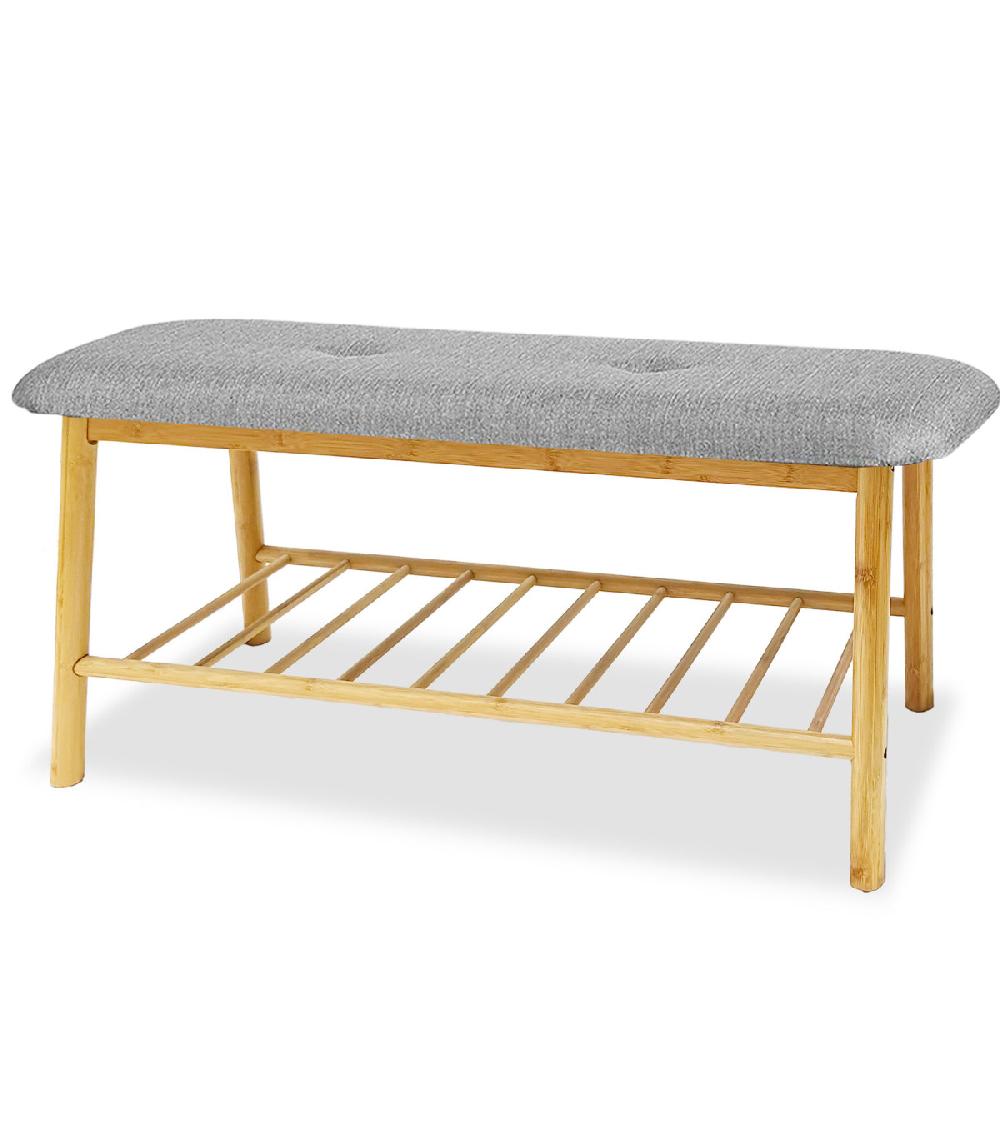 wadiga Banc entrée en bambou avec étagère chaussures 90x34x45cm