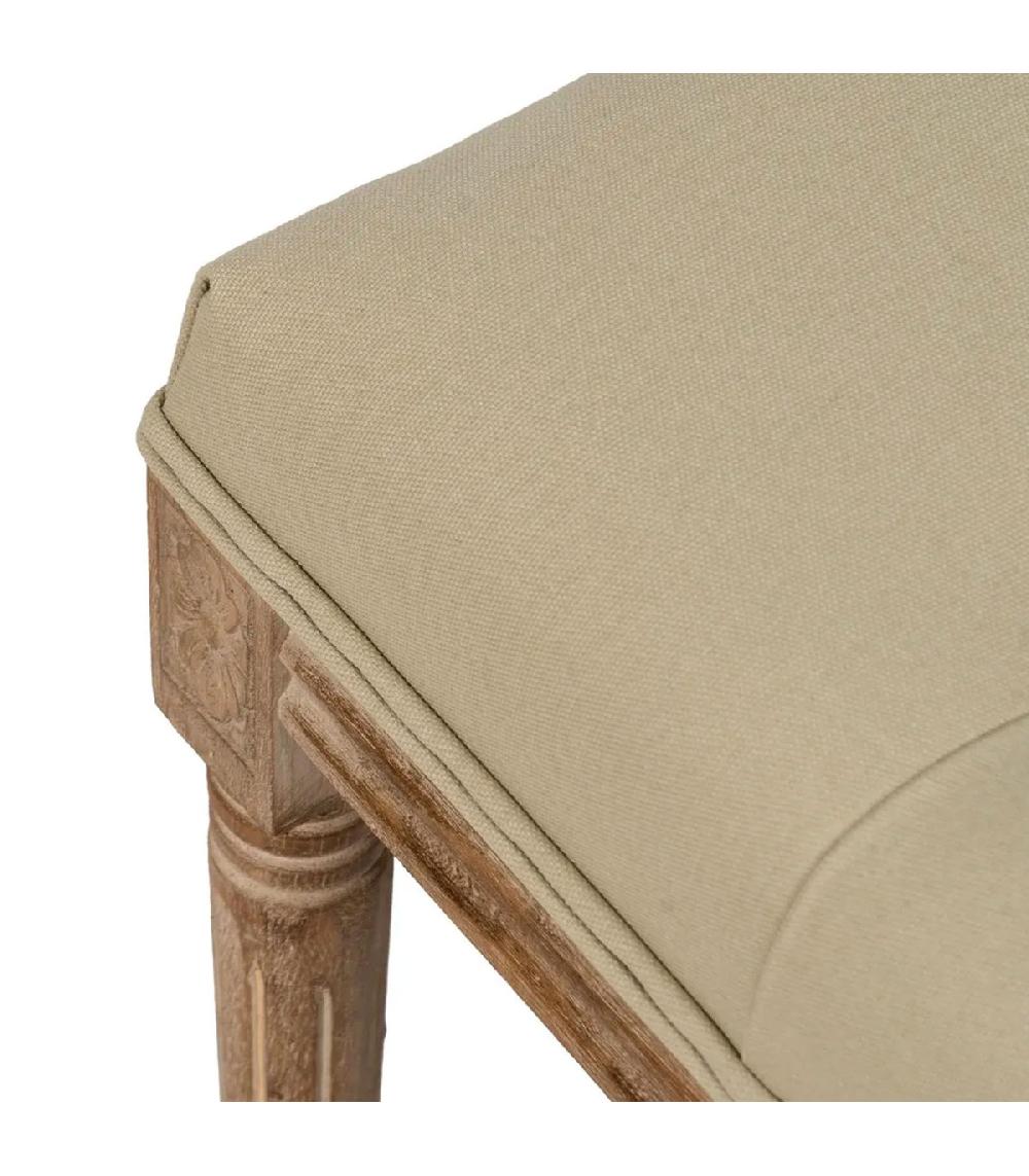 Wadiga Banquette Capitonnée Classique Bois Et Tissu Beige 122x41x46cm