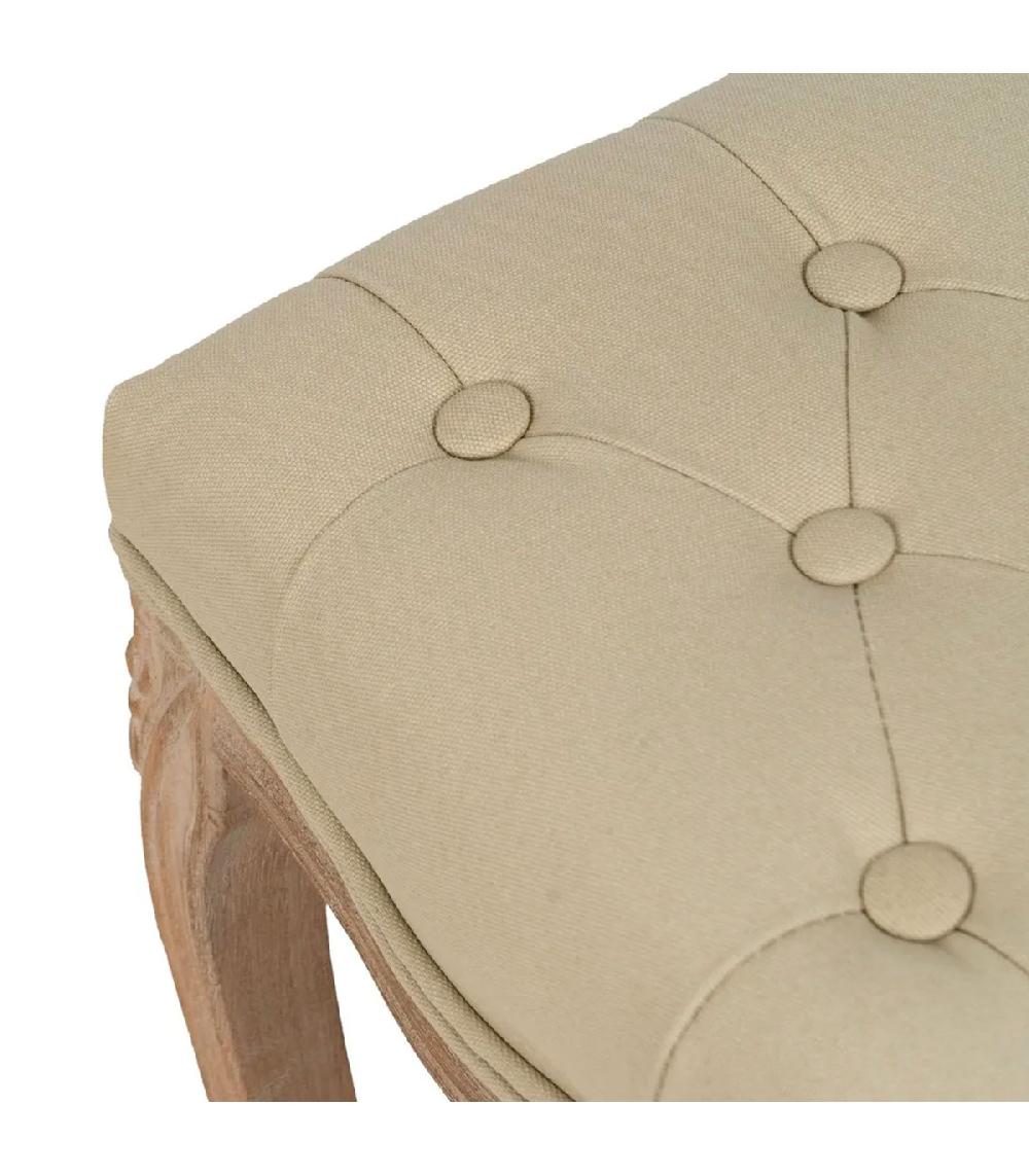 Wadiga Banquette Capitonnée Classique Bois Et Tissu Beige 110x36x47cm