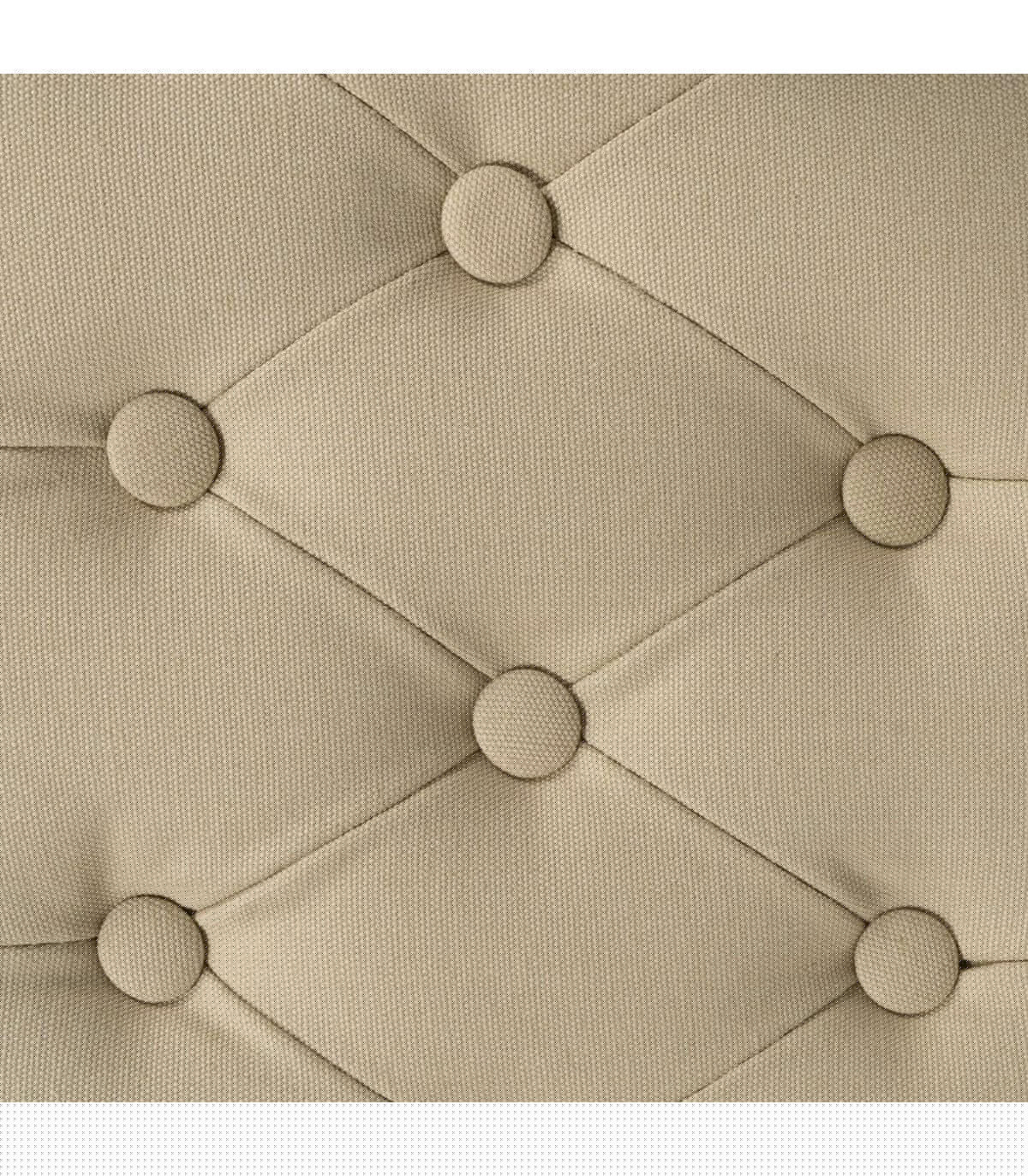 Wadiga Banquette Capitonnée Classique Bois Et Tissu Beige 110x36x47cm