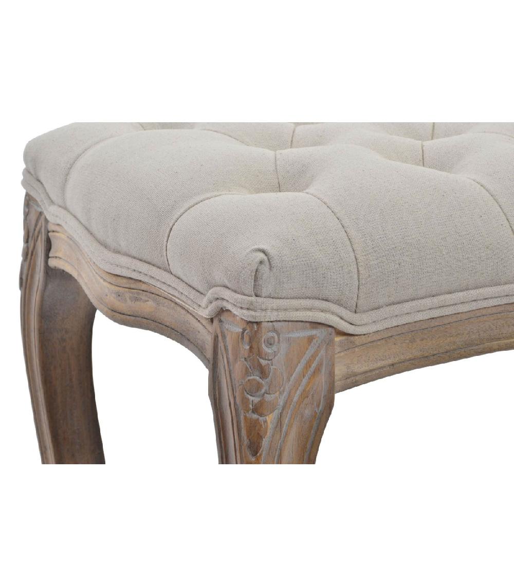 Wadiga Banquette Capitonnée Classique Bois Naturel Et Polyester Beige