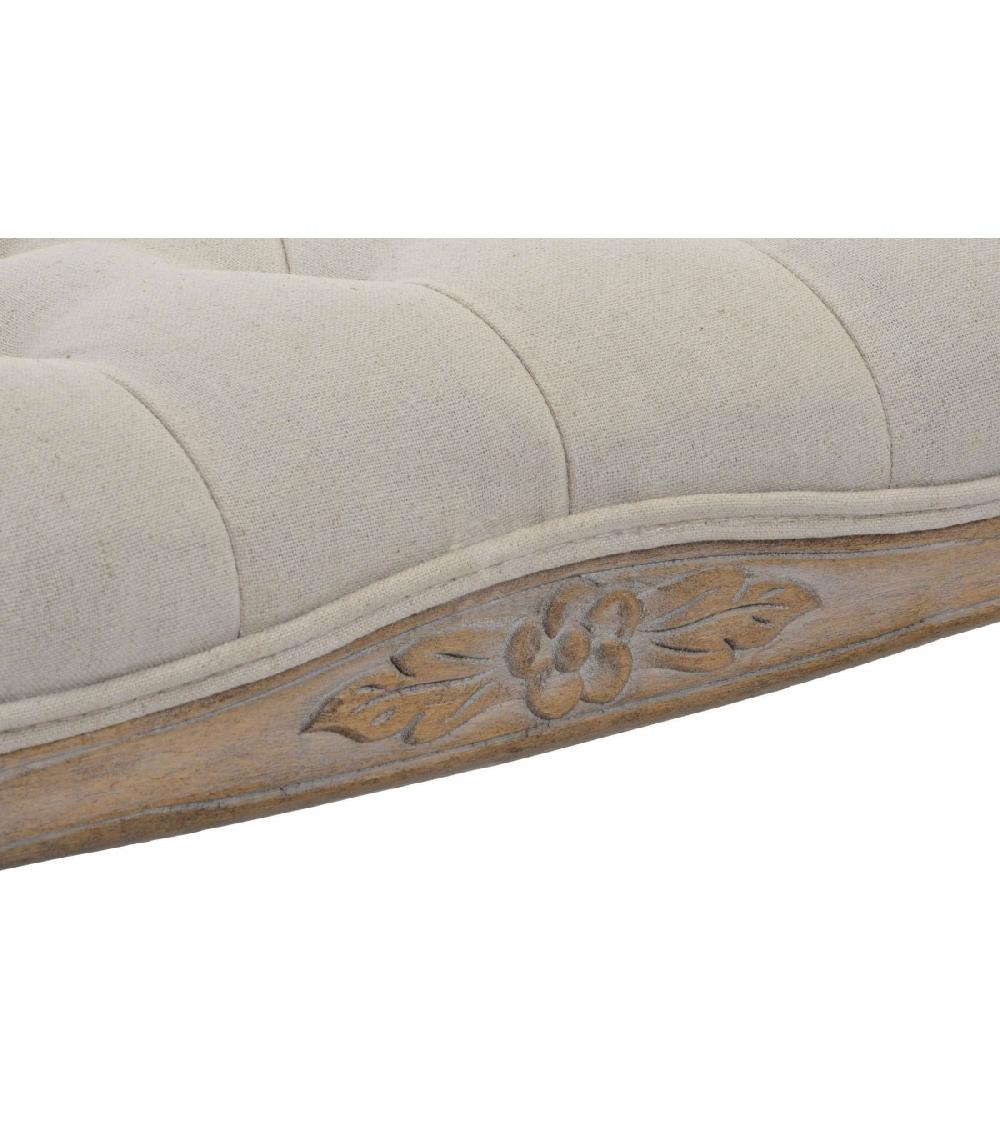Wadiga Banquette Capitonnée Classique Bois Naturel Et Polyester Beige