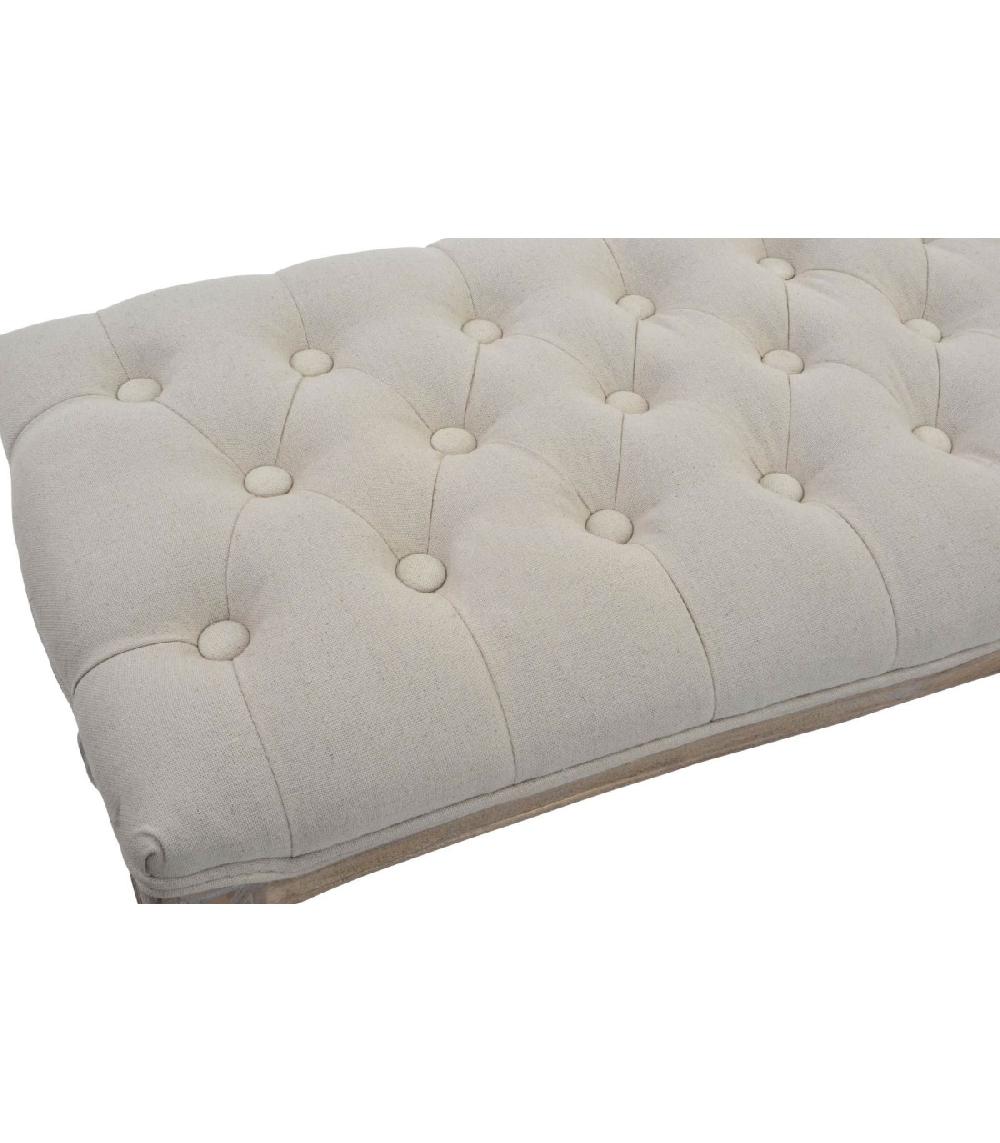 Wadiga Banquette Capitonnée Classique Bois Naturel Et Polyester Beige