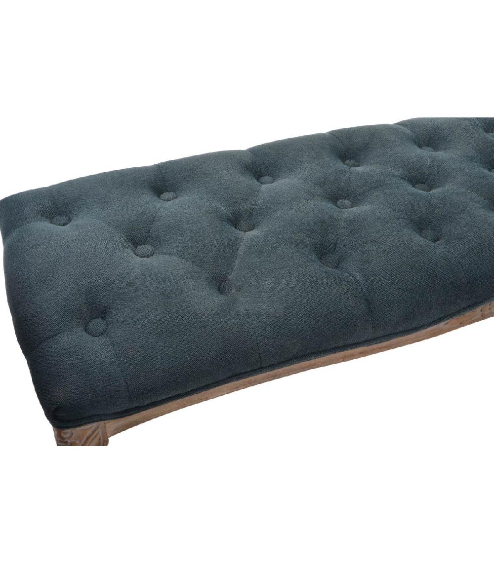 Wadiga Banquette Capitonnée Classique Bois Naturel Et Polyester Gris