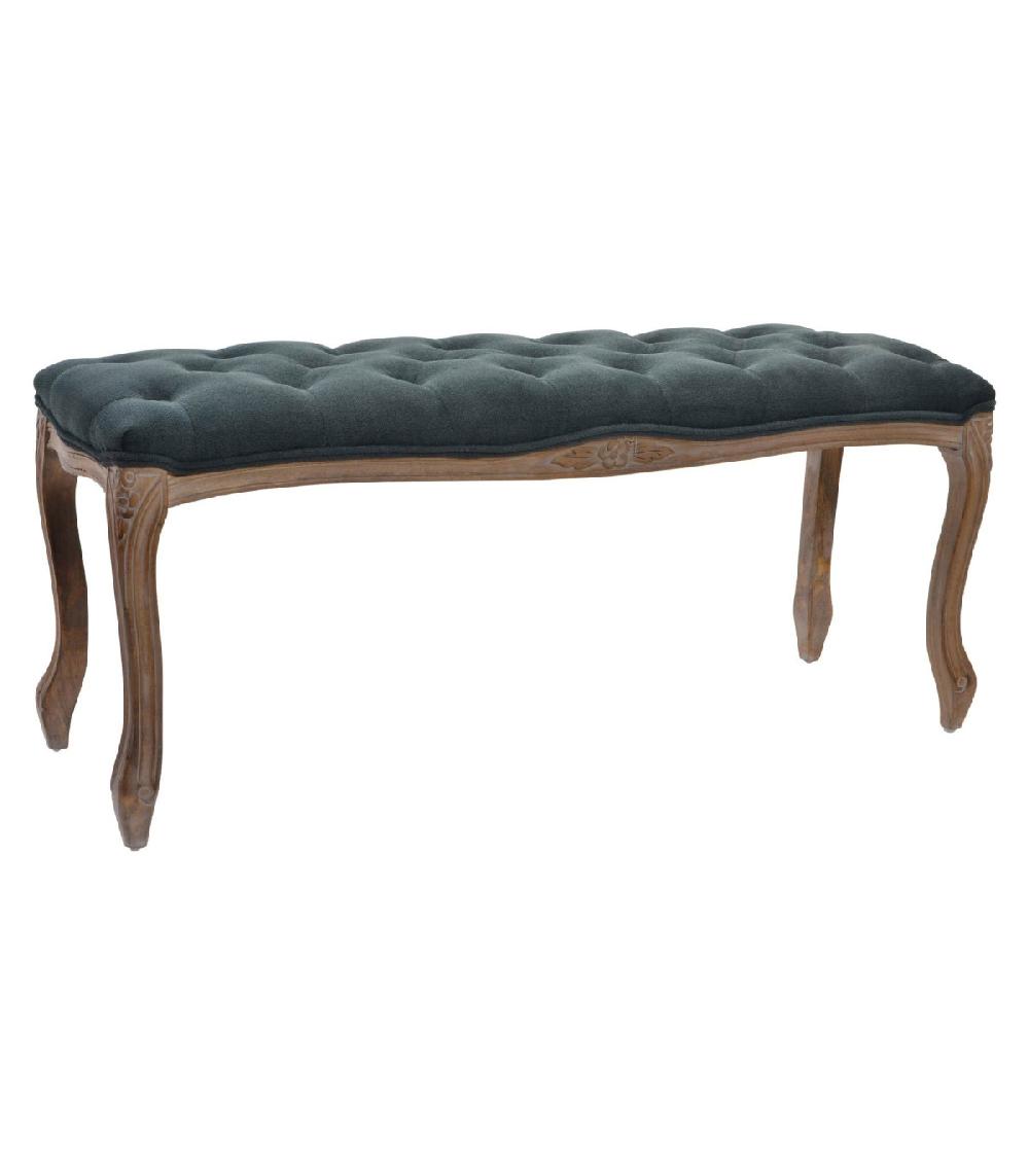 wadiga Banquette Capitonnée Classique Bois Naturel et Polyester Gris