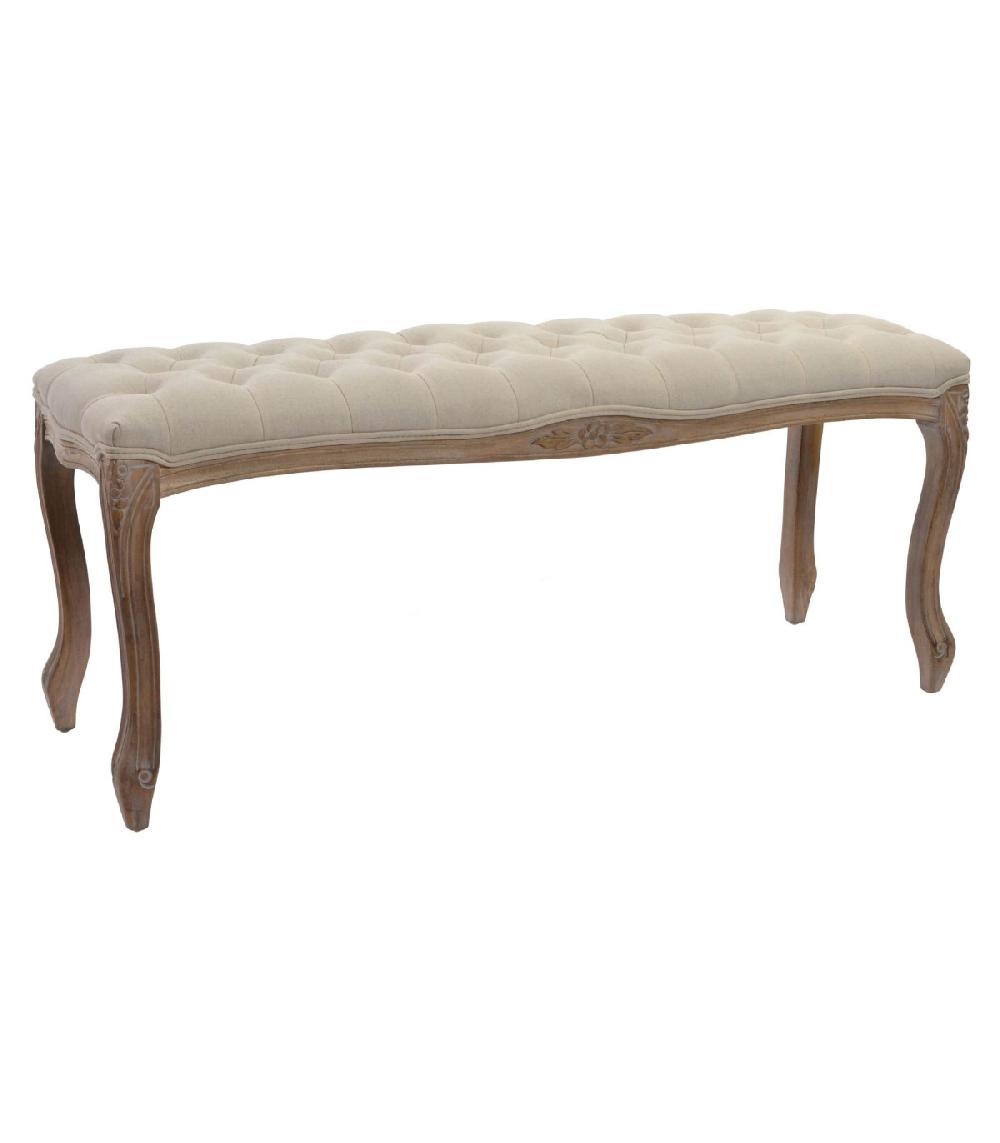wadiga Banquette Capitonnée Classique Bois Naturel et Polyester Beige