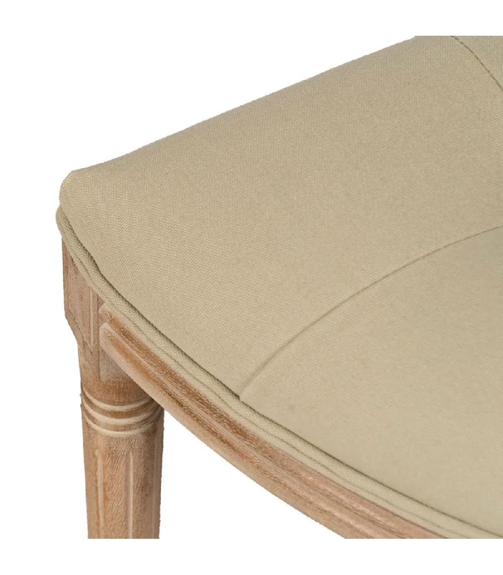 Wadiga Banquette Capitonnée Classique Demi-lune Bois Et Tissu Beige 125x45x48cm