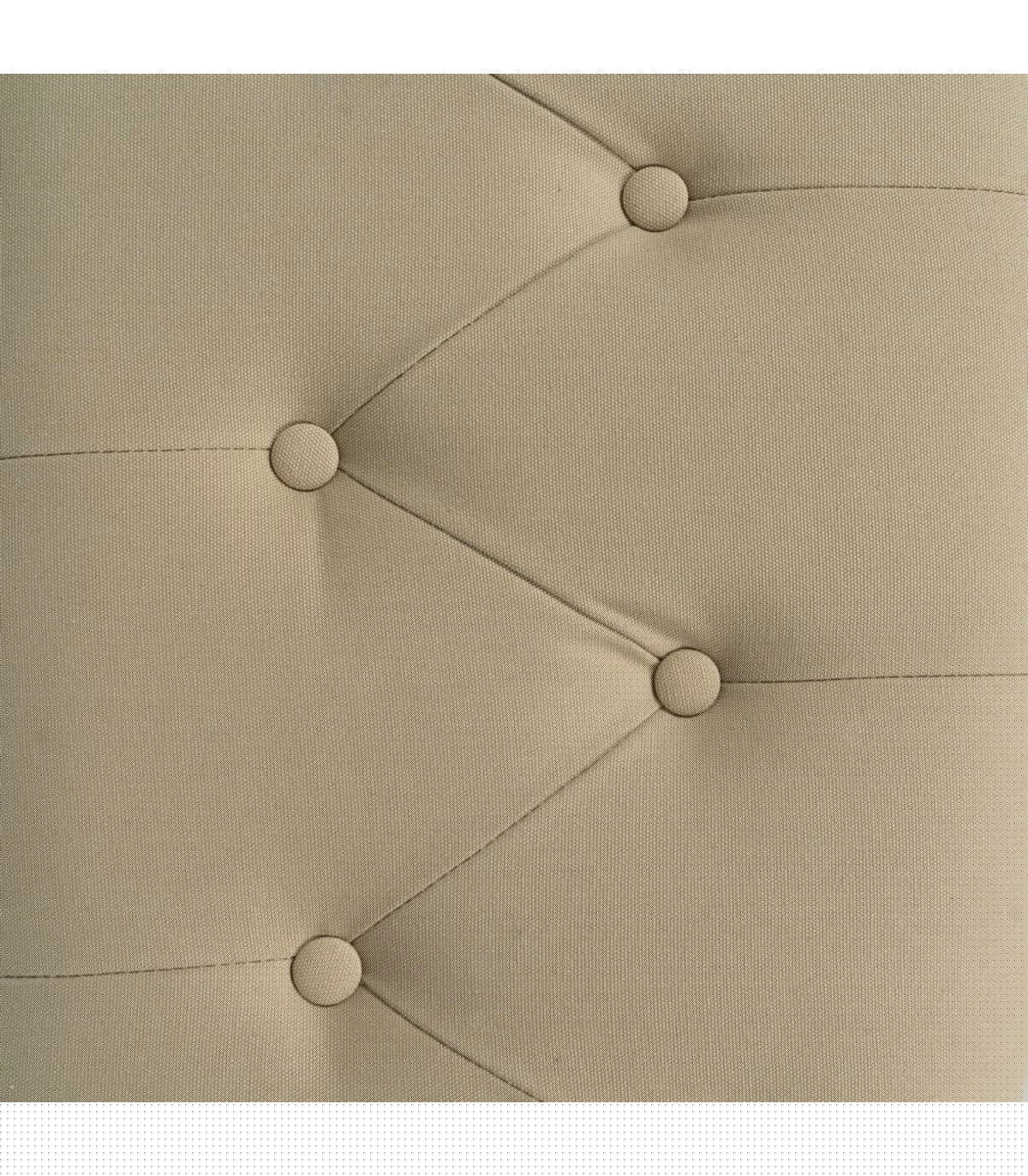 Wadiga Banquette Capitonnée Classique Demi-lune Bois Et Tissu Beige 125x45x48cm