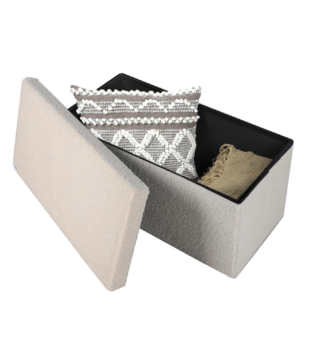 Wadiga Banquette Coffre De Rangement Doudou Beige 76x37.5x37.5cm