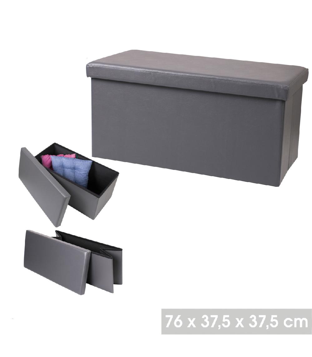 Wadiga Banquette Coffre De Rangement Similicuir Gris