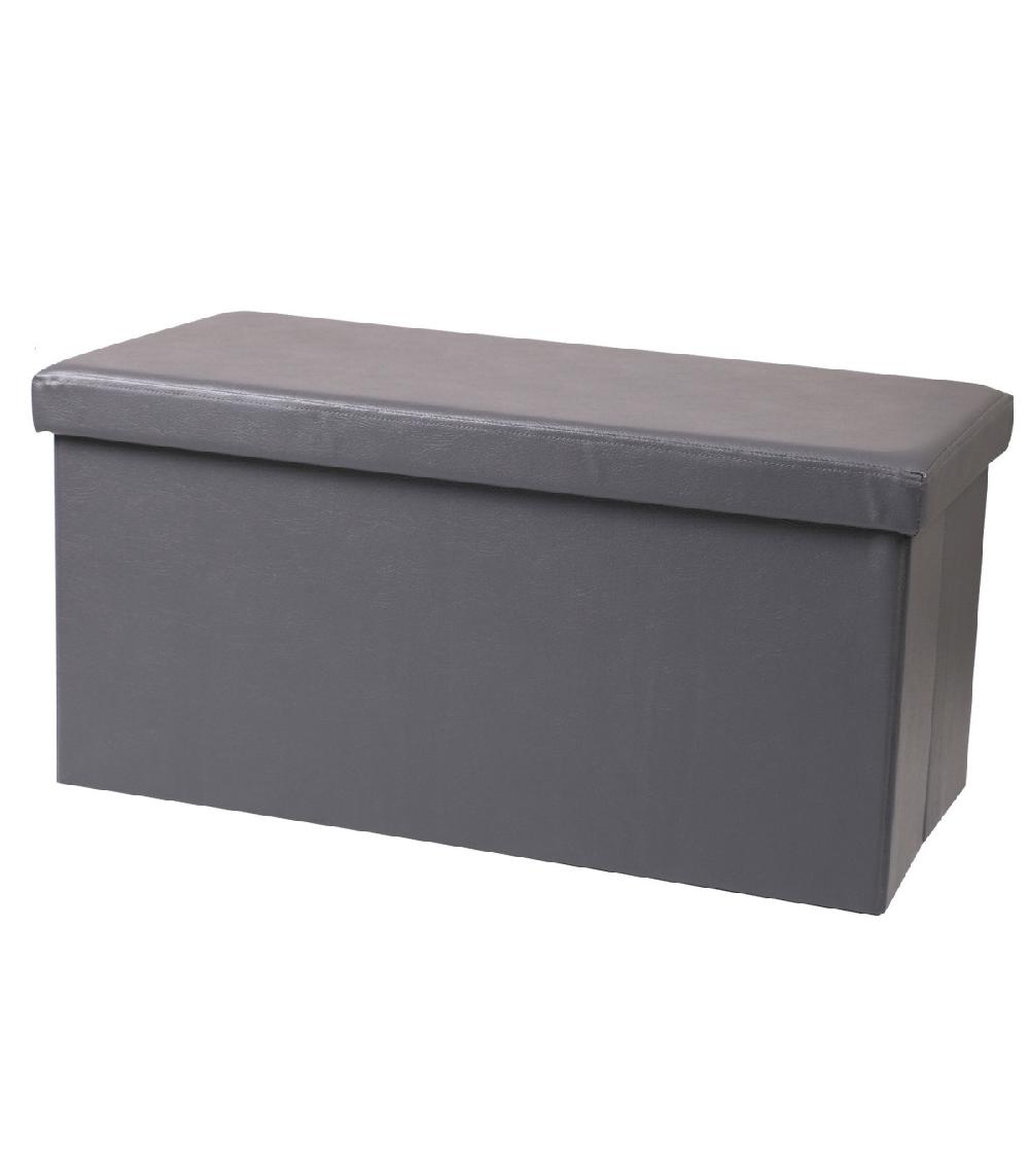 wadiga Banquette Coffre de Rangement Similicuir Gris