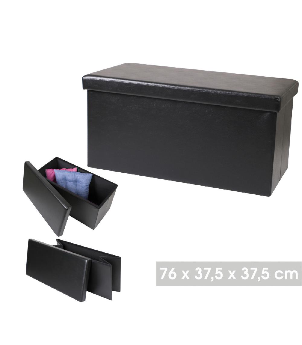 Wadiga Banquette Coffre De Rangement Similicuir Noir