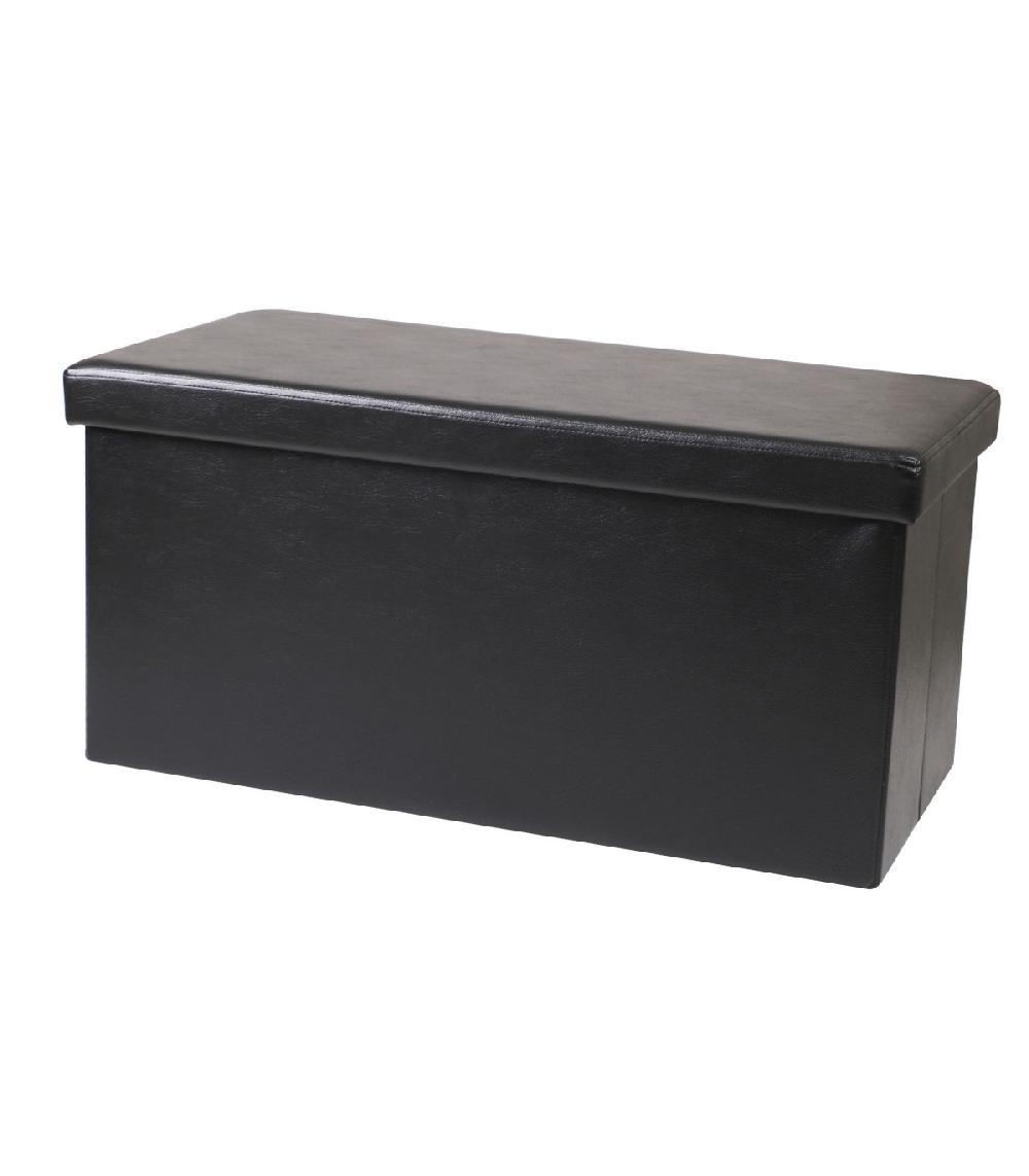wadiga Banquette Coffre de Rangement Similicuir Noir