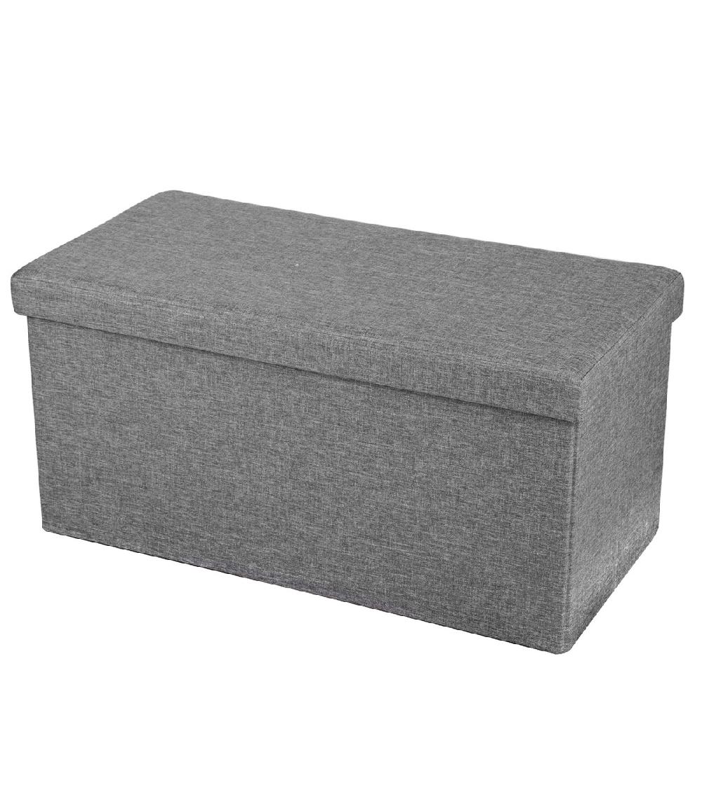 wadiga Banquette Coffre de Rangement Tissu Gris Foncé - 76x37.5x37.5cm
