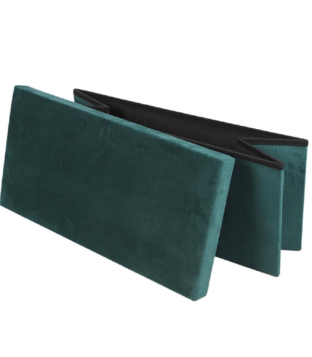 Wadiga Banquette Coffre De Rangement Velours Côtelé Vert 76x37.5x37.5cm