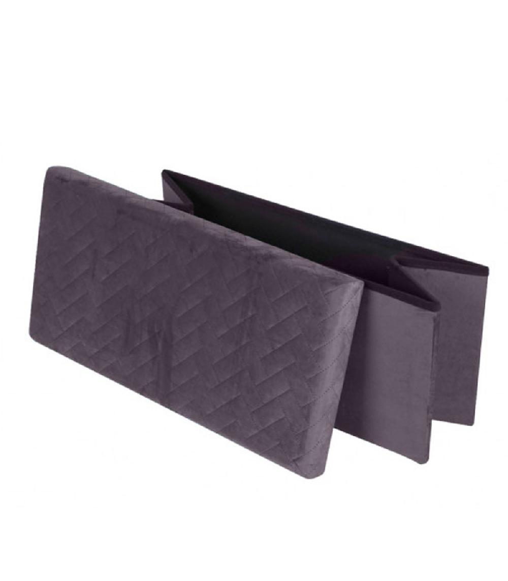 Wadiga Banquette Coffre De Rangement Velours Gris - 76x37.5x37.5cm