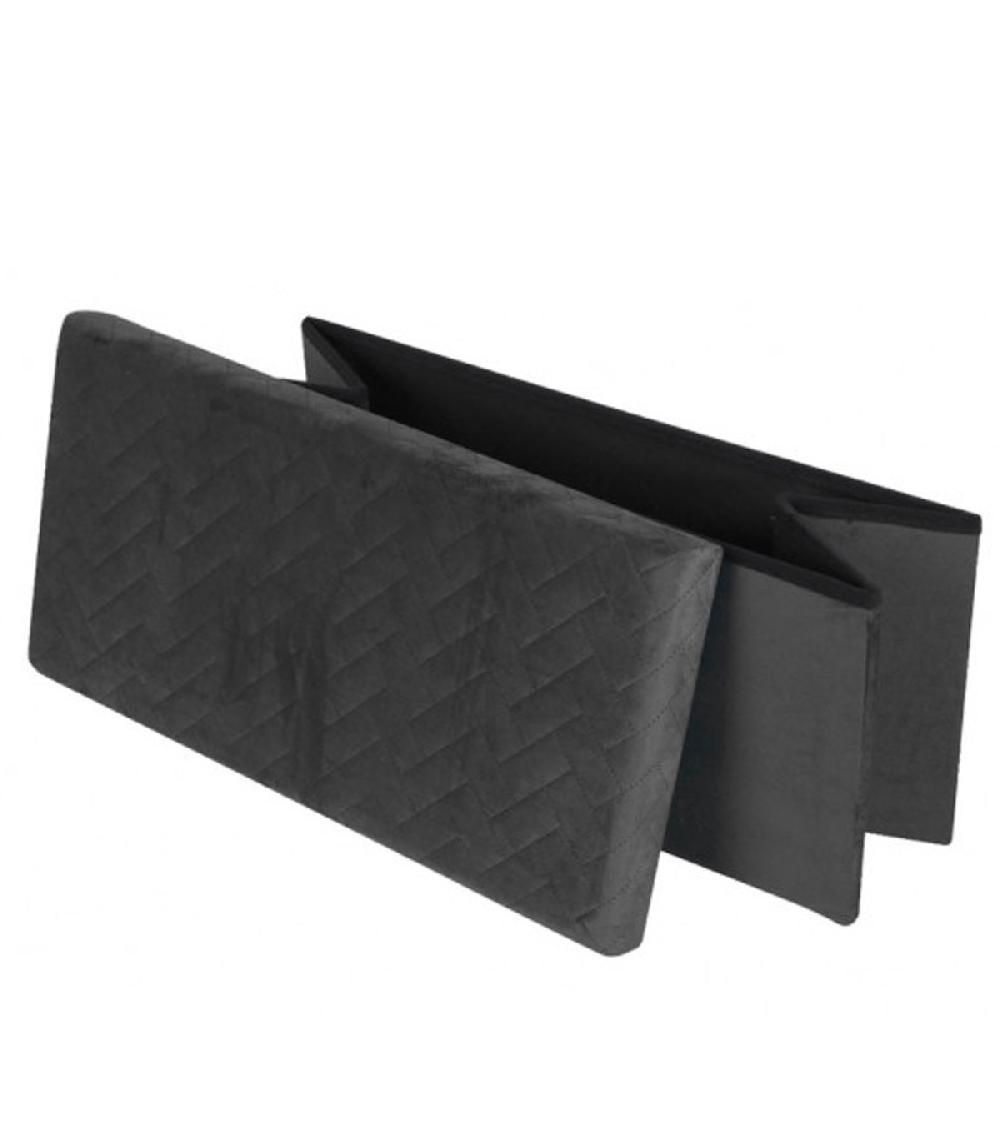 Wadiga Banquette Coffre De Rangement Velours Noir - 76x37.5x37.5cm