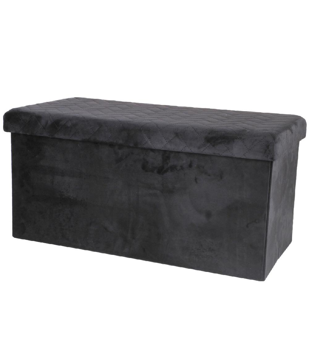wadiga Banquette coffre de rangement velours noir - 76x37.5x37.5cm