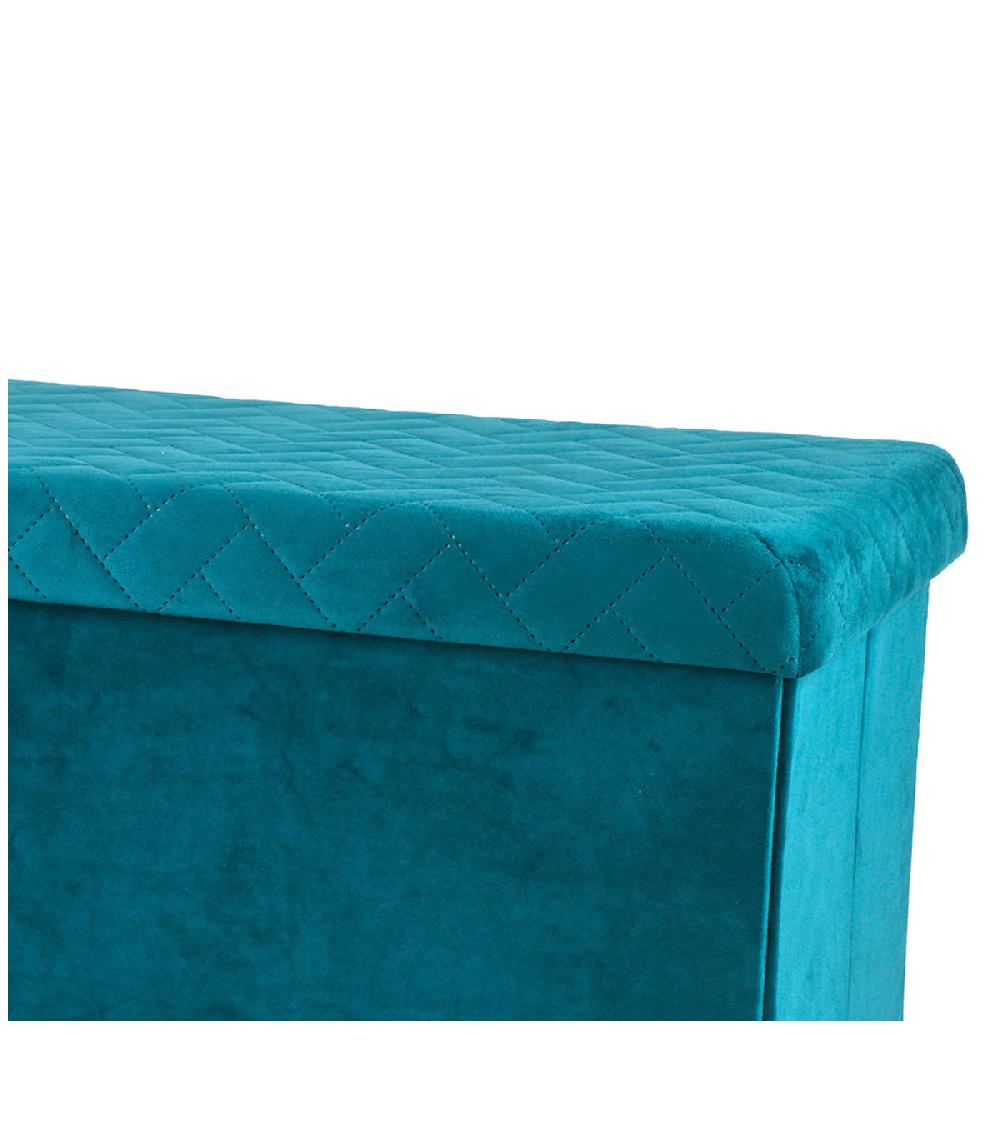 Wadiga Banquette Coffre De Rangement Velours Vert - 76x37.5x37.5cm