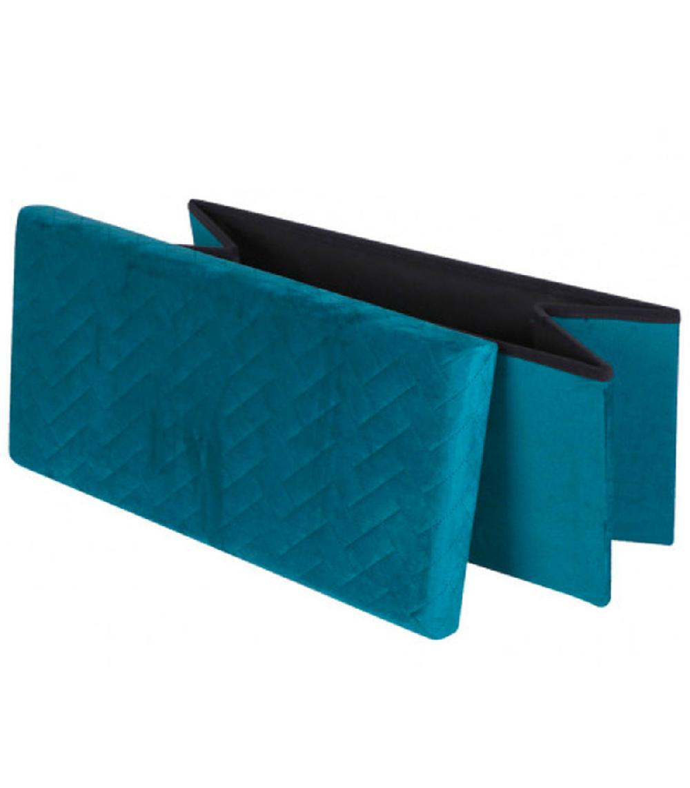Wadiga Banquette Coffre De Rangement Velours Vert - 76x37.5x37.5cm